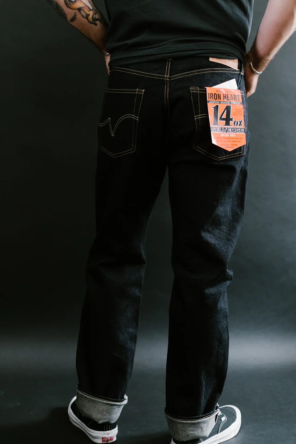 IH-888S-142 - 14oz Selvedge Denim Medium/High Rise Tapered Cut Jeans - Indigo - Image 17