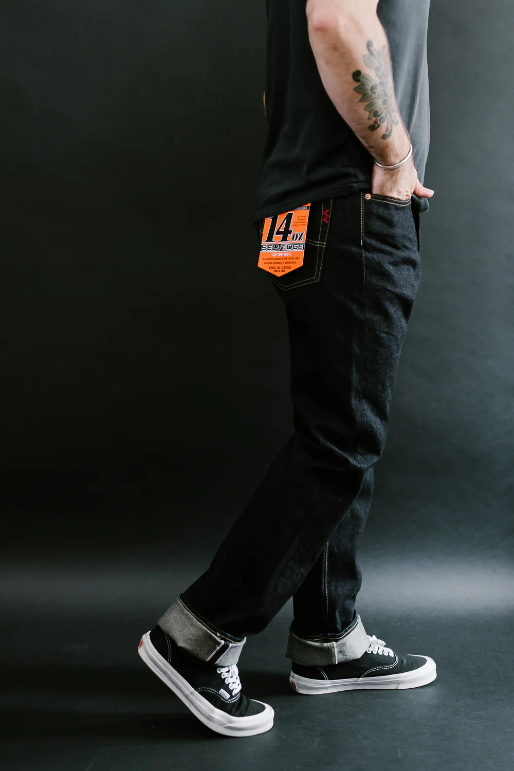 IH-888S-142 - 14oz Selvedge Denim Medium/High Rise Tapered Cut Jeans - Indigo - Image 18