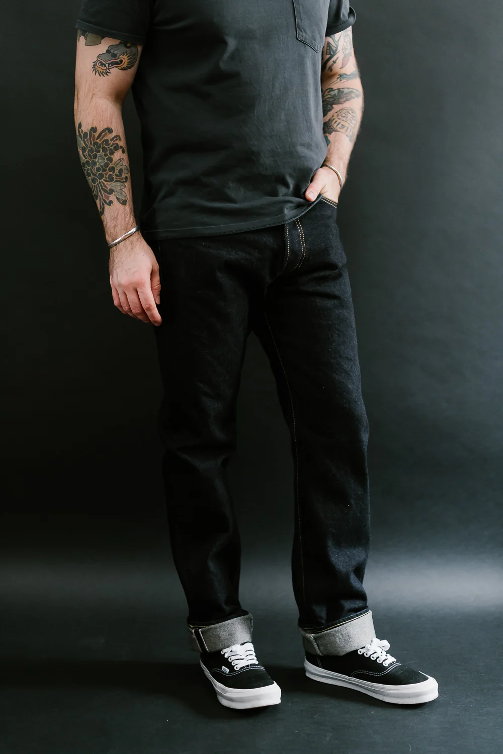 IH-888S-142 - 14oz Selvedge Denim Medium/High Rise Tapered Cut Jeans - Indigo - Image 19