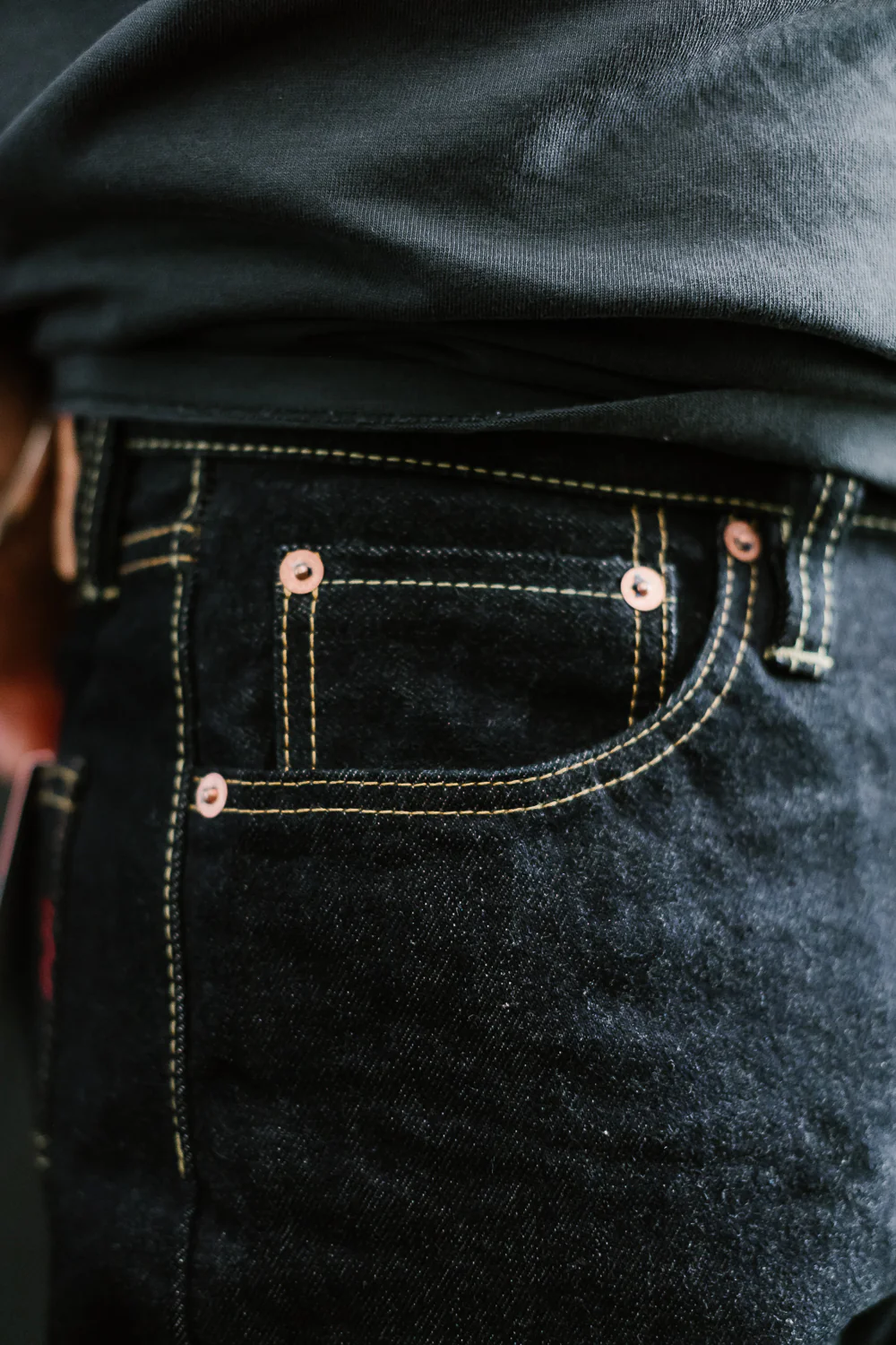 IH-888S-142 - 14oz Selvedge Denim Medium/High Rise Tapered Cut Jeans - Indigo - Image 22