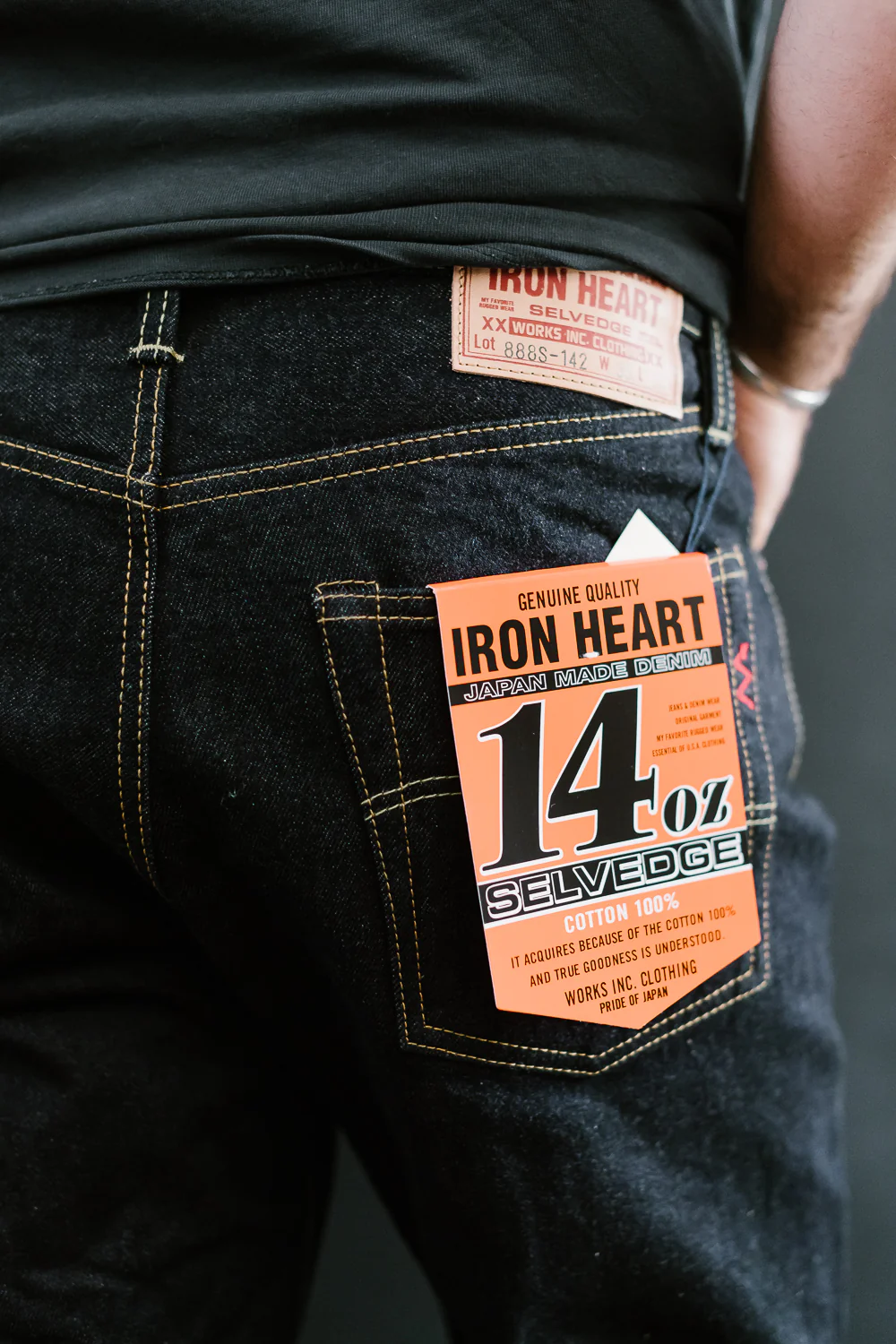 IH-888S-142 - 14oz Selvedge Denim Medium/High Rise Tapered Cut Jeans - Indigo - Image 23