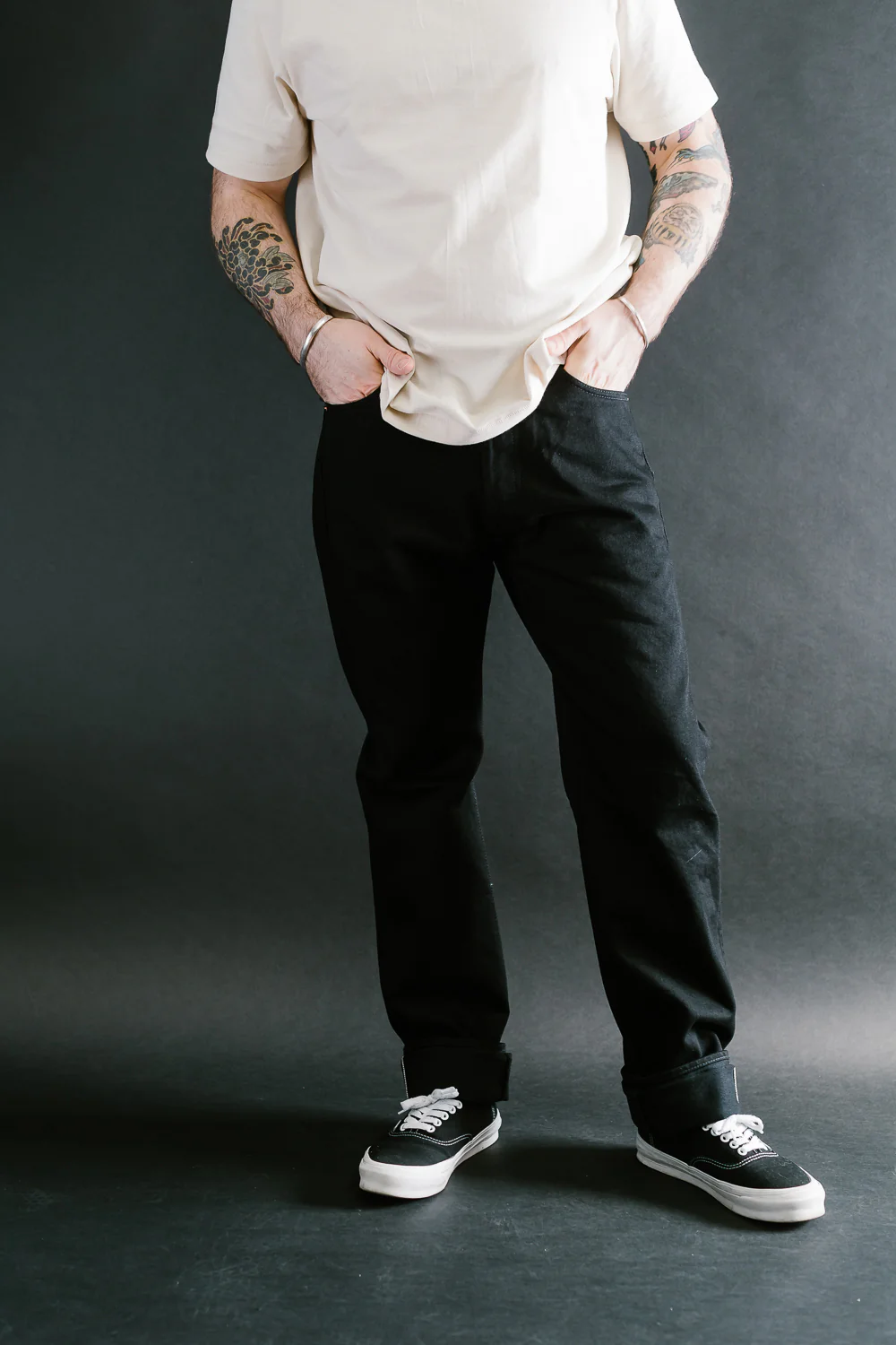 IH-888S-142bb - 14oz Selvedge Denim Medium/High Rise Tapered Jeans - Black/Black - Image 10