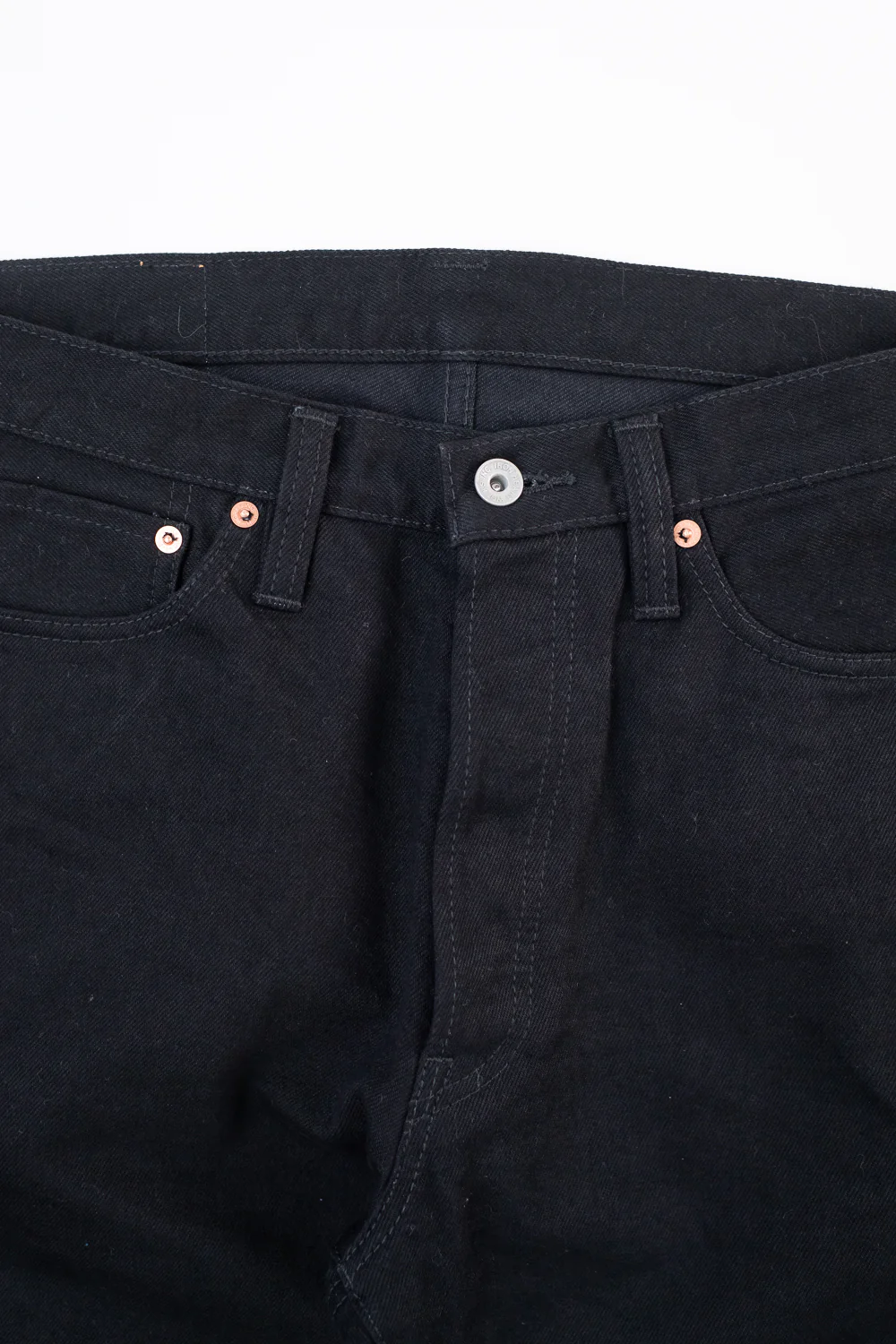 IH-888S-142bb - 14oz Selvedge Denim Medium/High Rise Tapered Jeans - Black/Black - Image 3