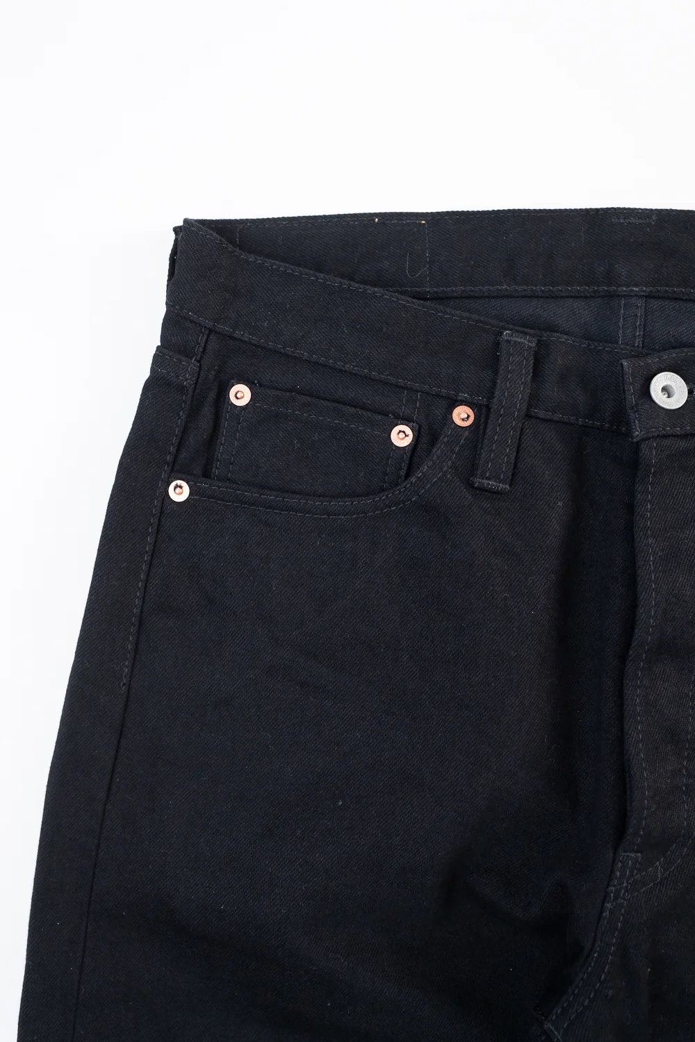 IH-888S-142bb - 14oz Selvedge Denim Medium/High Rise Tapered Jeans - Black/Black - Image 4