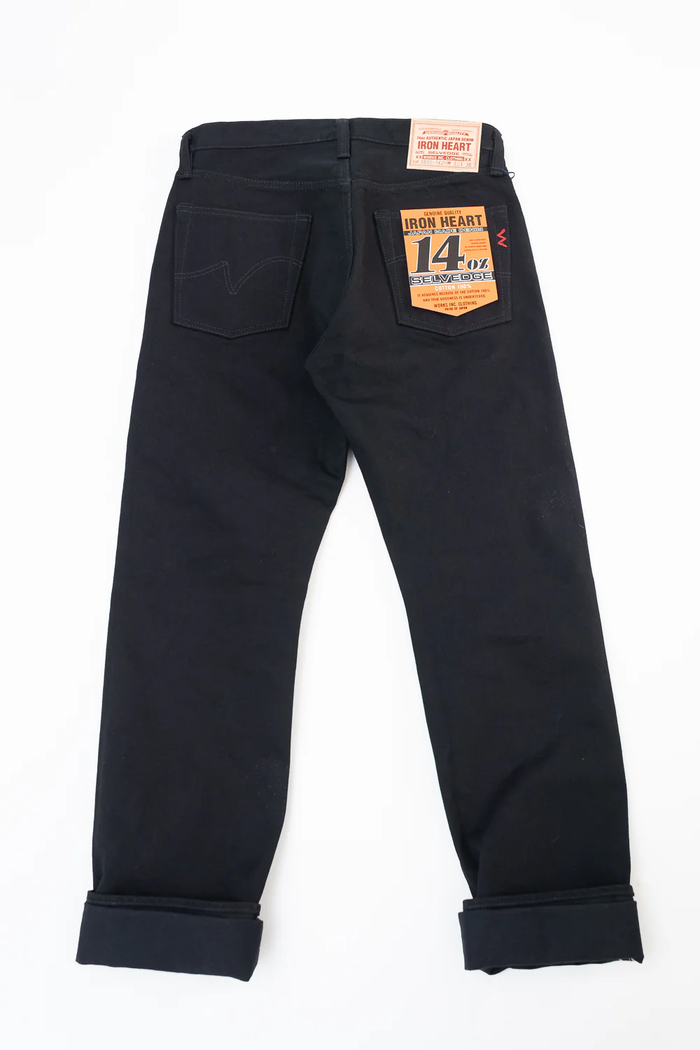 IH-888S-142bb - 14oz Selvedge Denim Medium/High Rise Tapered Jeans - Black/Black - Image 6