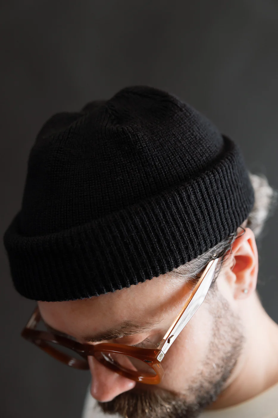 IHG-080-BLK - 100% Wool Ribbed Beanie - Black - Image 9