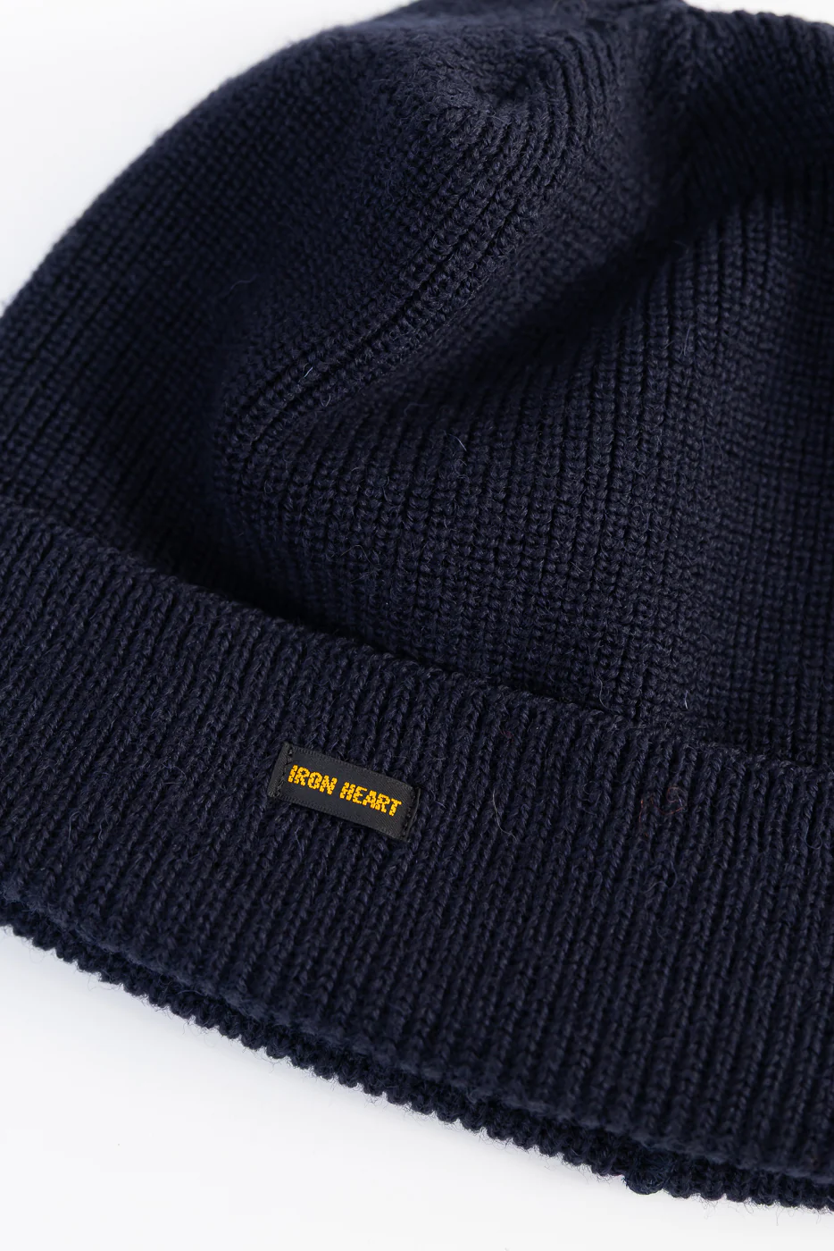 IHG-080-NAV - 100% Wool Ribbed Beanie - Navy Blue - Image 2