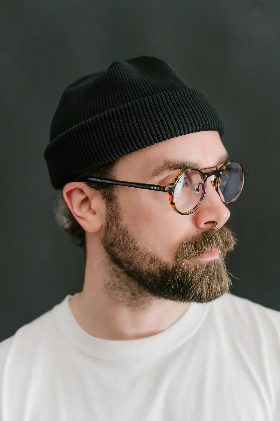 IHG-081-BLK - 100% Cotton Ribbed Beanie - Black - Image 4