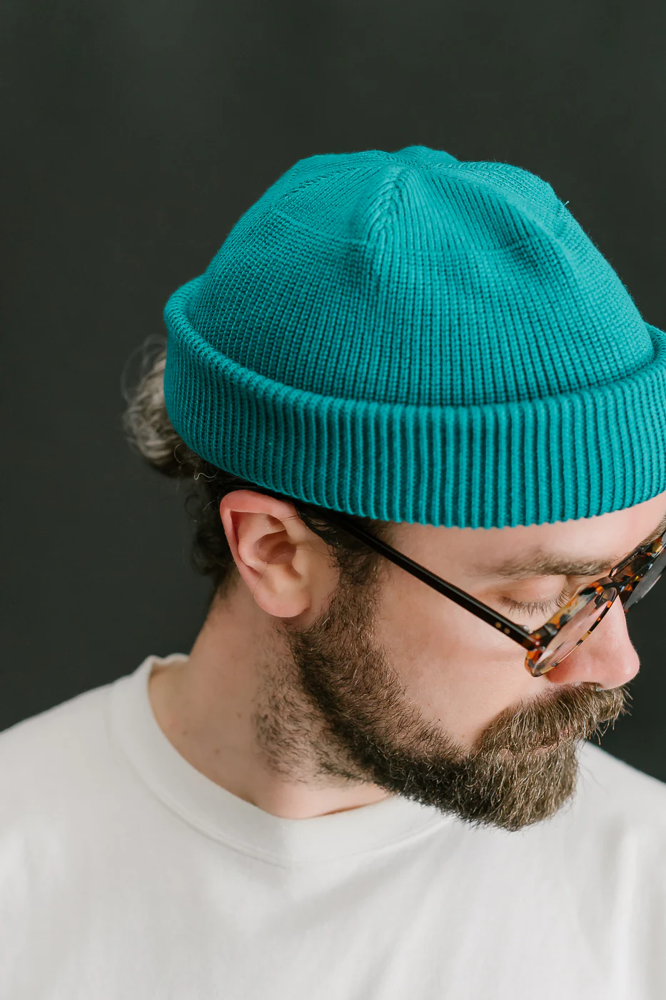 IHG-081-BLU - 100% Cotton Ribbed Beanie - Blue - Image 5