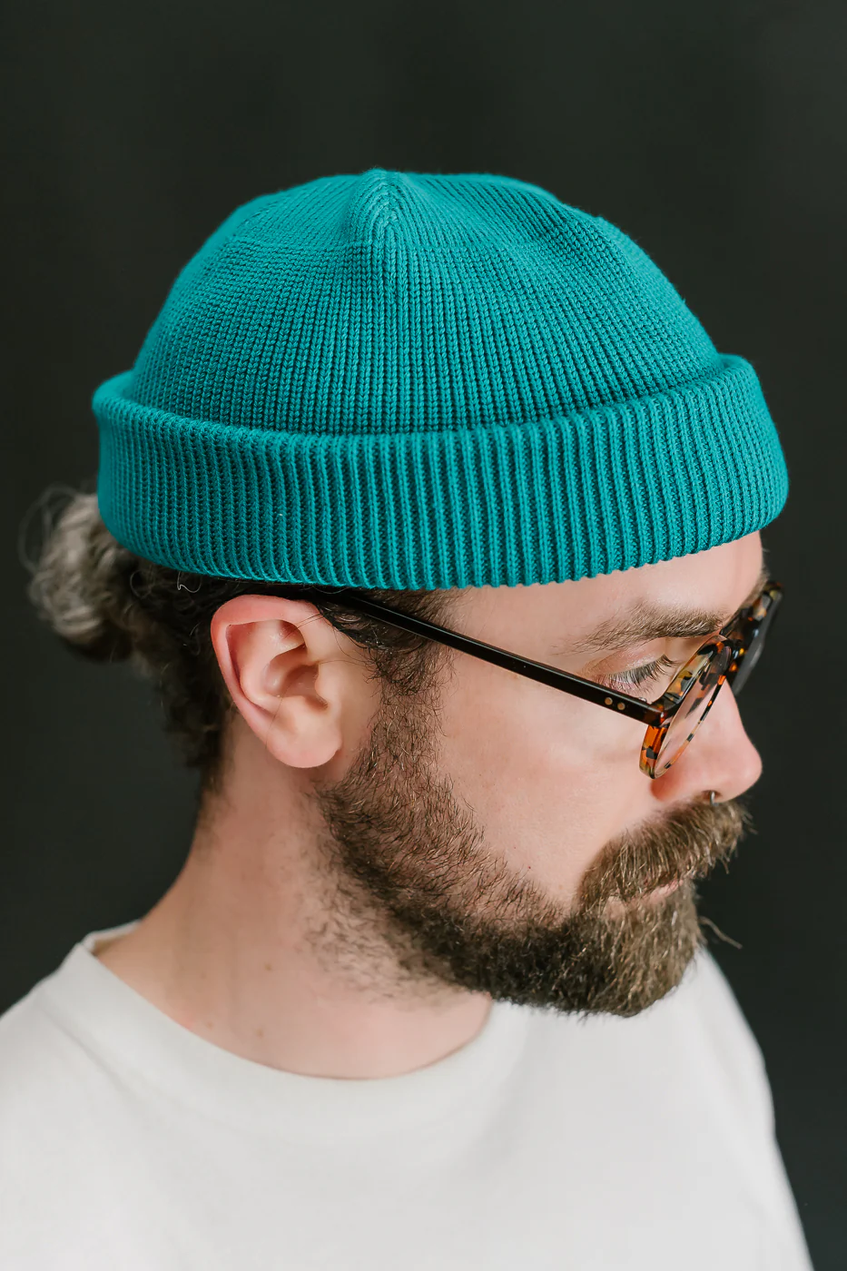 IHG-081-BLU - 100% Cotton Ribbed Beanie - Blue - Image 6