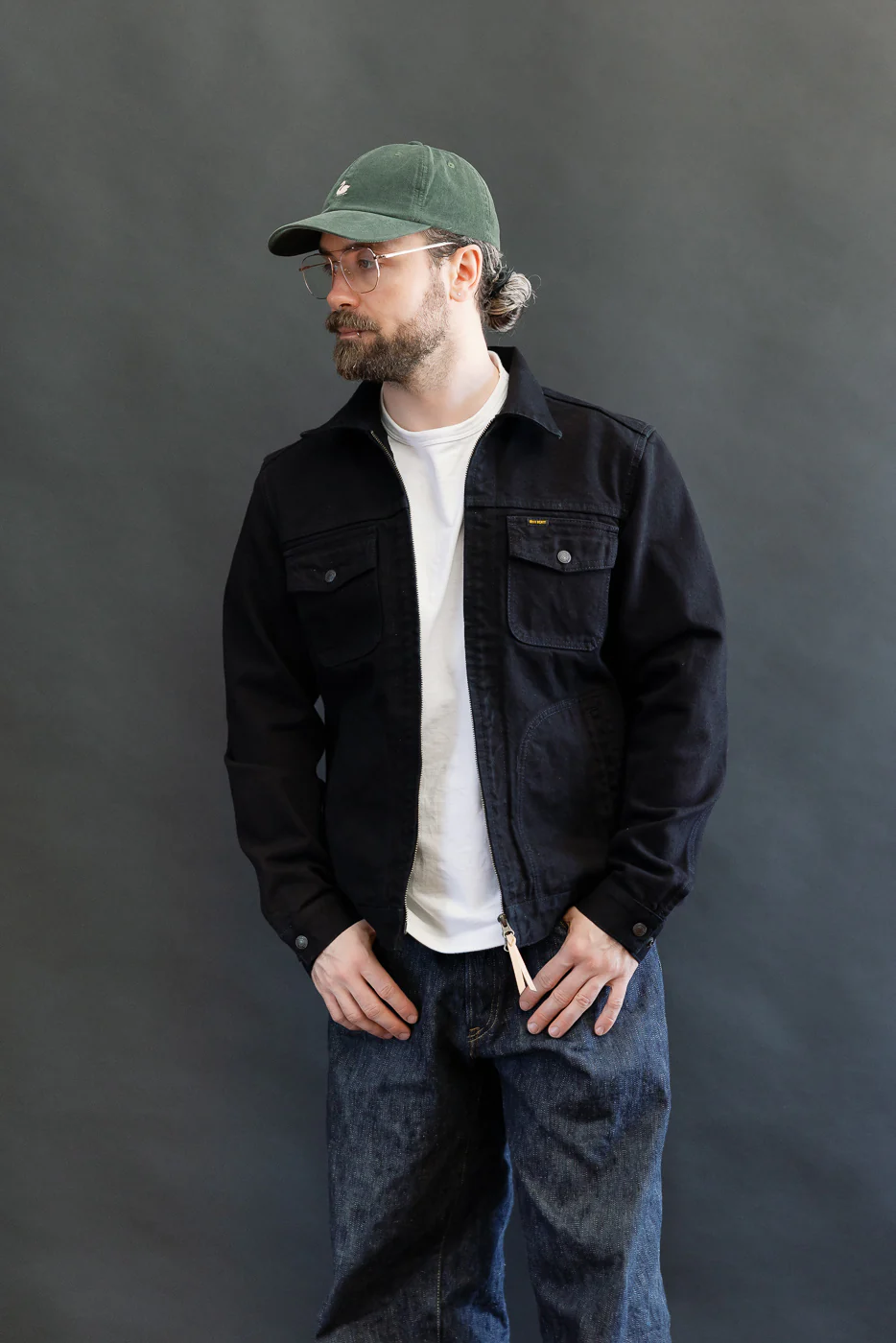 IHJ-123-OD - 14oz Broken Twill Selvedge Denim Work Jacket - Indigo Overdyed Black - Image 16