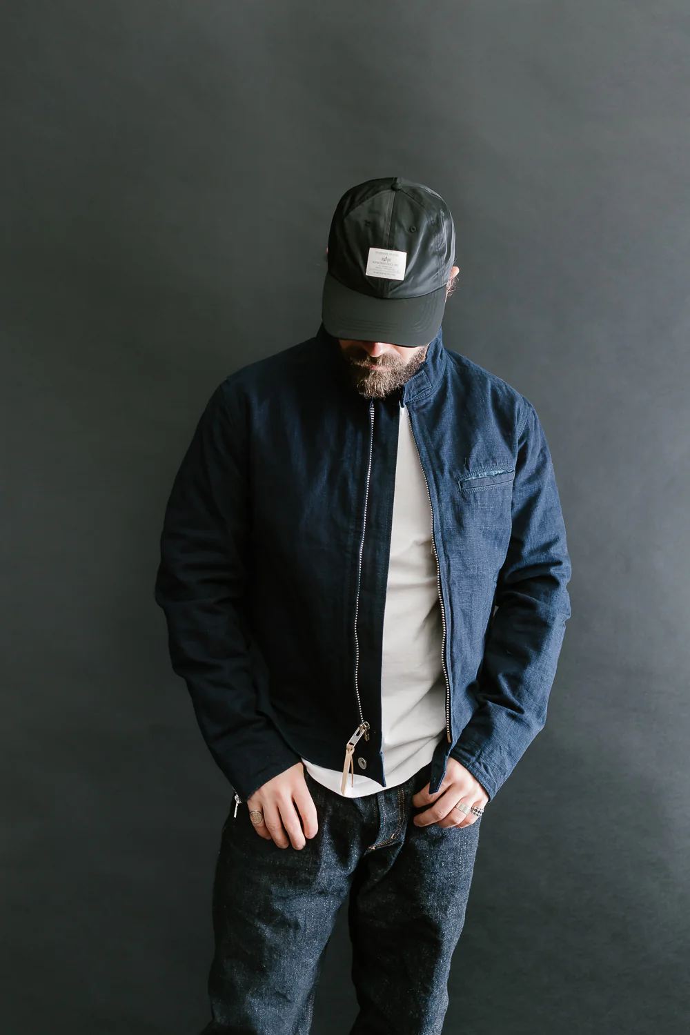 IHJ-135-IND - 13oz Oxford Cloth Riders Jacket - Indigo - Image 10