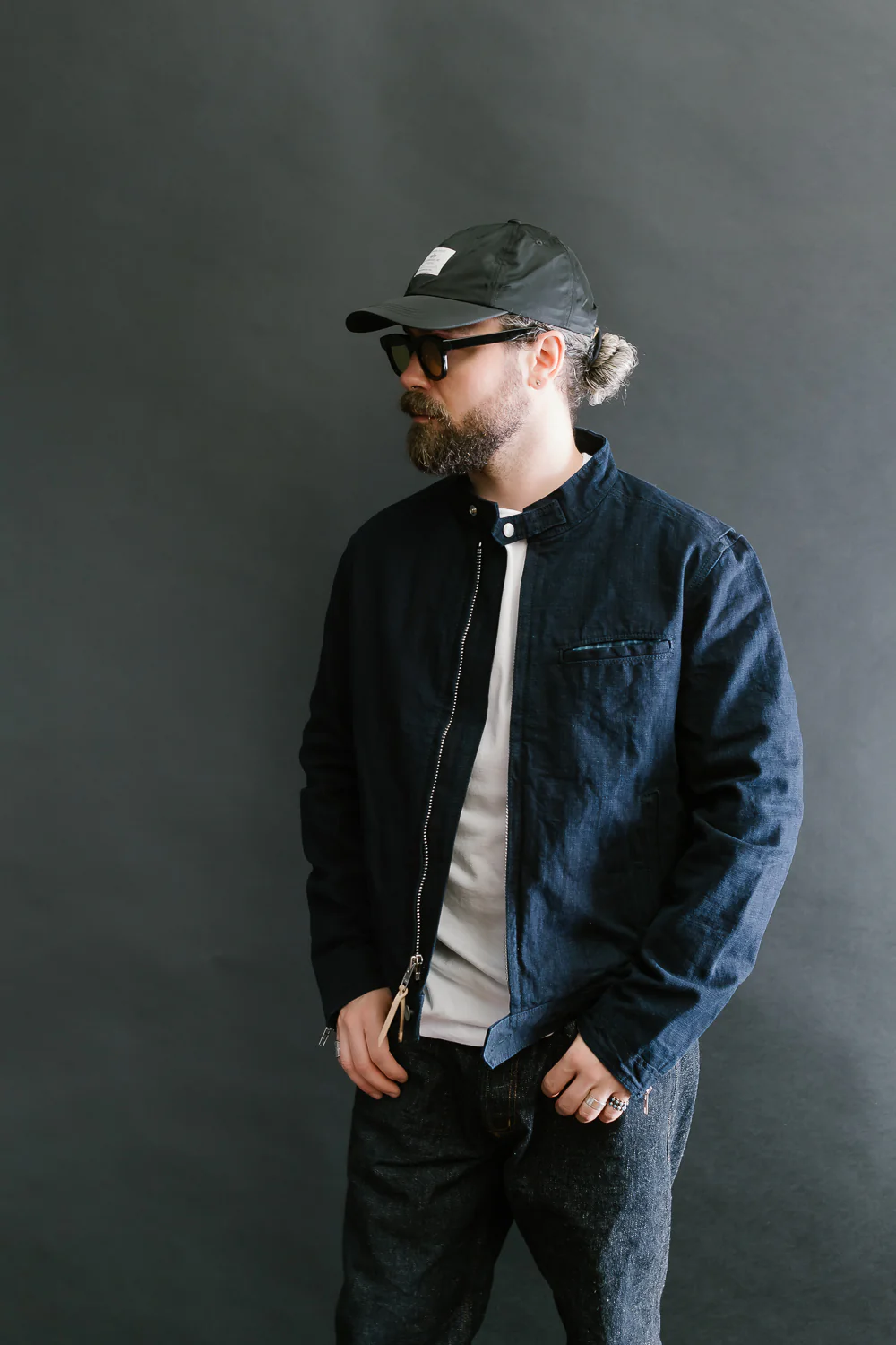 IHJ-135-IND - 13oz Oxford Cloth Riders Jacket - Indigo - Image 14