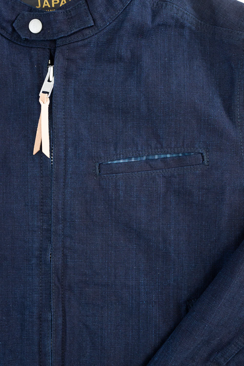 IHJ-135-IND - 13oz Oxford Cloth Riders Jacket - Indigo - Image 3