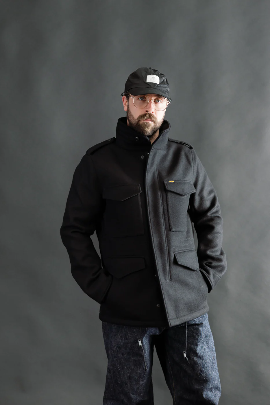 IHM-49-BLK - 21oz Melton Wool M65 Field Jacket - Black - Image 10
