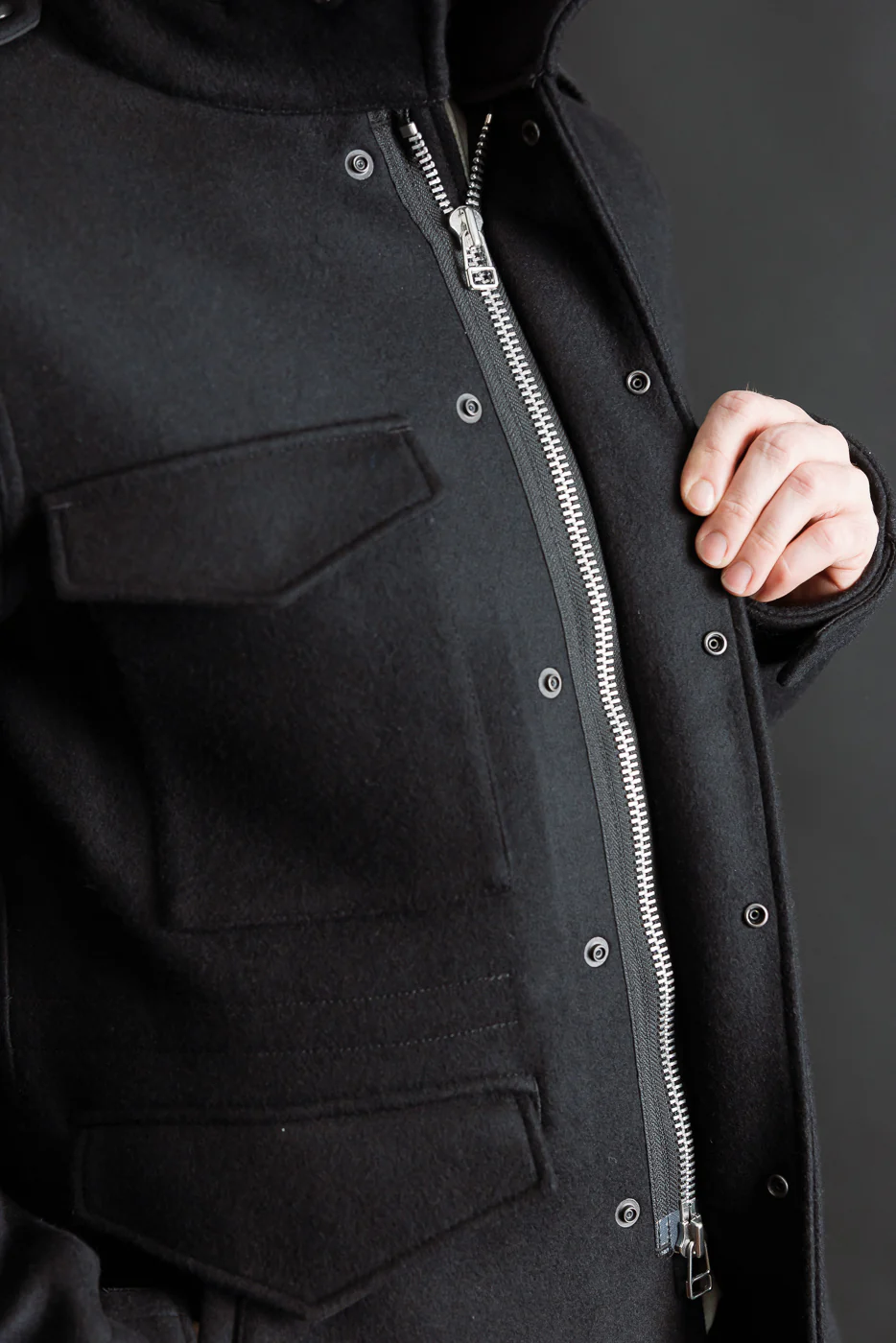 IHM-49-BLK - 21oz Melton Wool M65 Field Jacket - Black - Image 20
