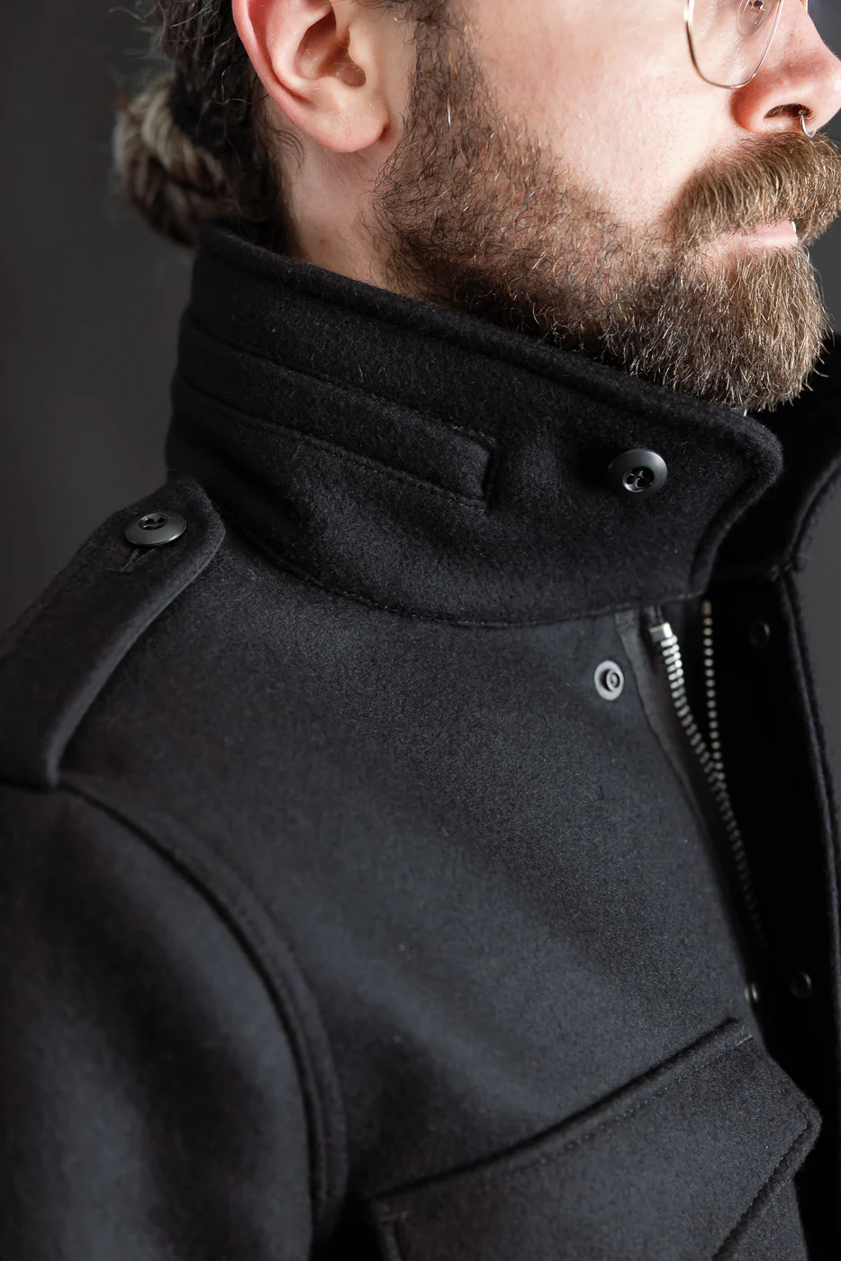 IHM-49-BLK - 21oz Melton Wool M65 Field Jacket - Black - Image 21