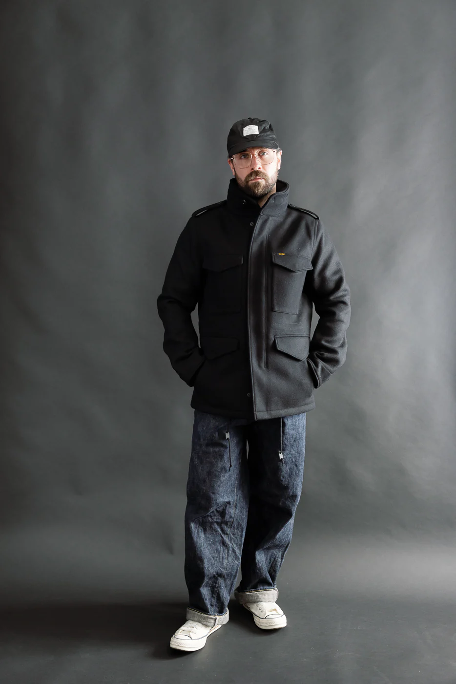 IHM-49-BLK - 21oz Melton Wool M65 Field Jacket - Black - Image 6