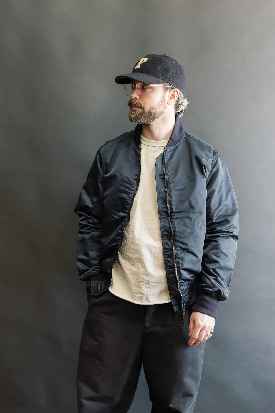 IHM-50-NAV - 4.8oz Nylon Type L-2B Jacket - Navy - Image 8