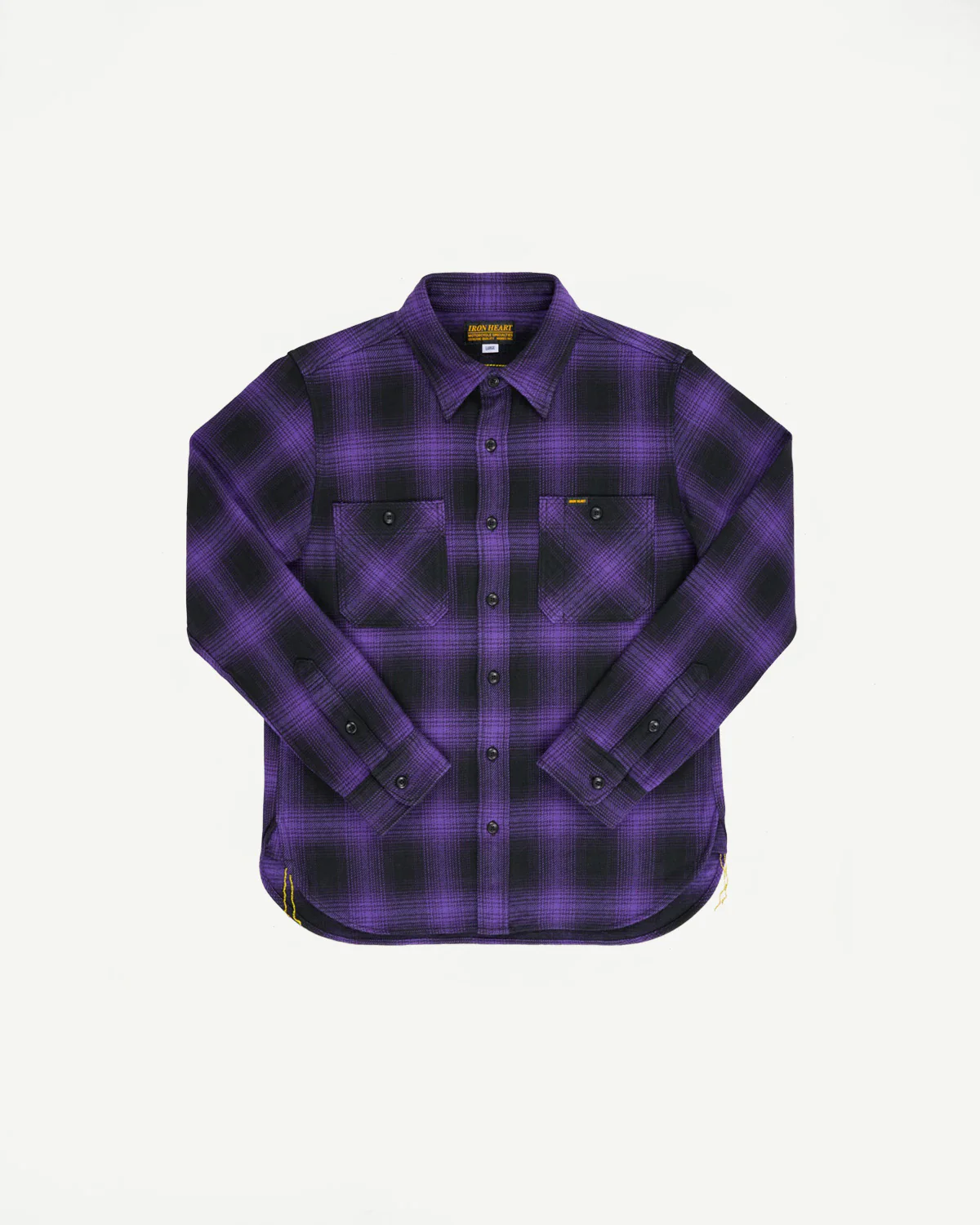 IHSH-265-PUR - Ultra Heavy Flannel Ombré Check Work Shirt - Purple/Black