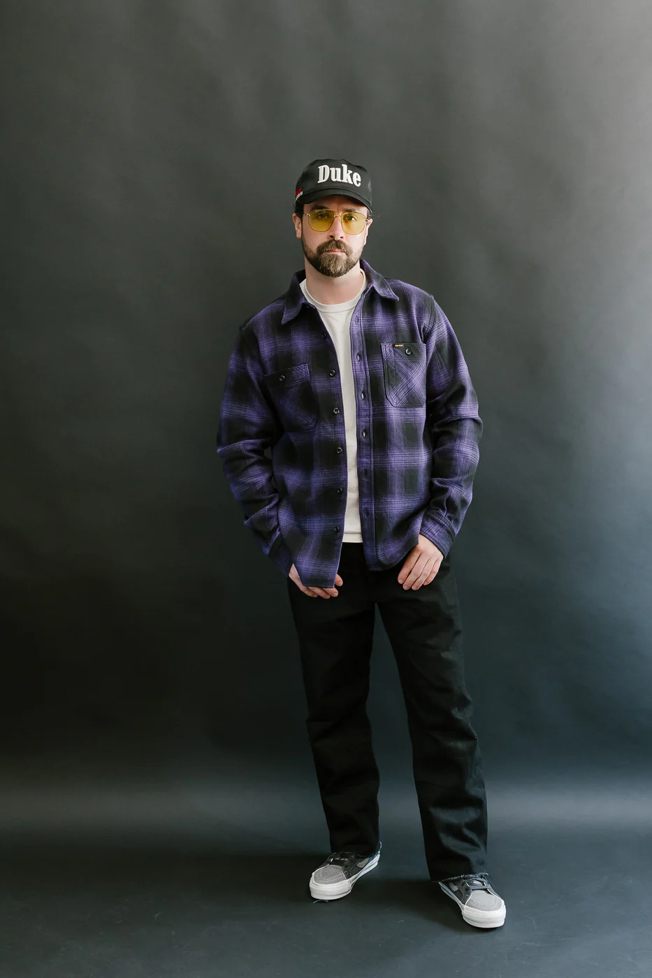 IHSH-265-PUR - Ultra Heavy Flannel Ombré Check Work Shirt - Purple/Black - Image 14