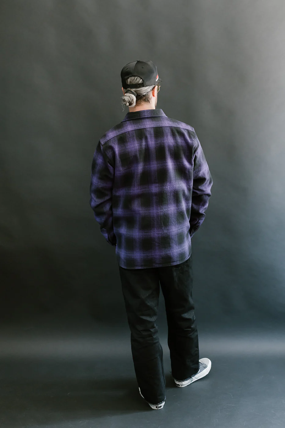 IHSH-265-PUR - Ultra Heavy Flannel Ombré Check Work Shirt - Purple/Black - Image 16