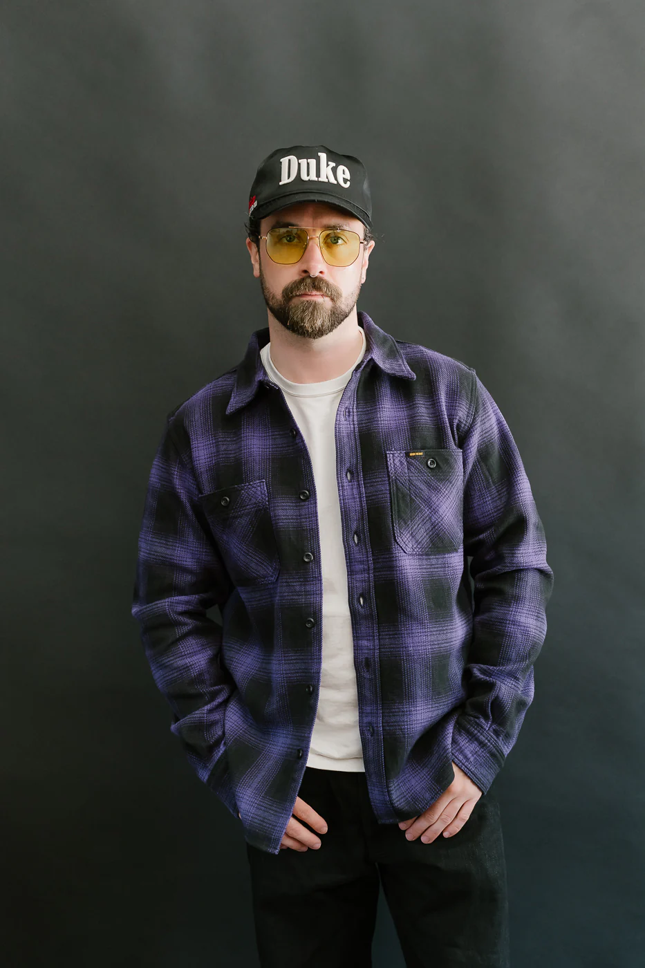 IHSH-265-PUR - Ultra Heavy Flannel Ombré Check Work Shirt - Purple/Black - Image 17