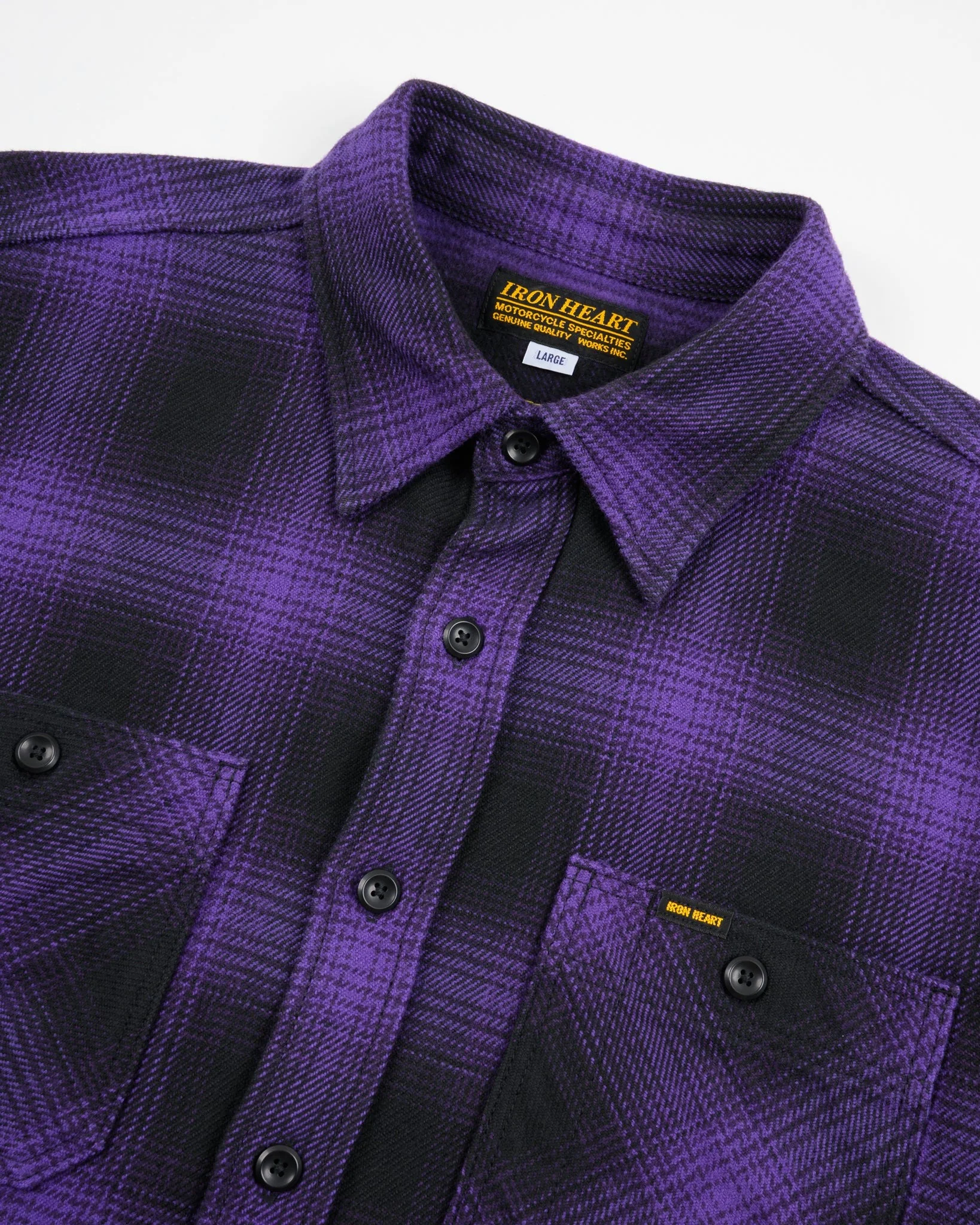 IHSH-265-PUR - Ultra Heavy Flannel Ombré Check Work Shirt - Purple/Black - Image 2