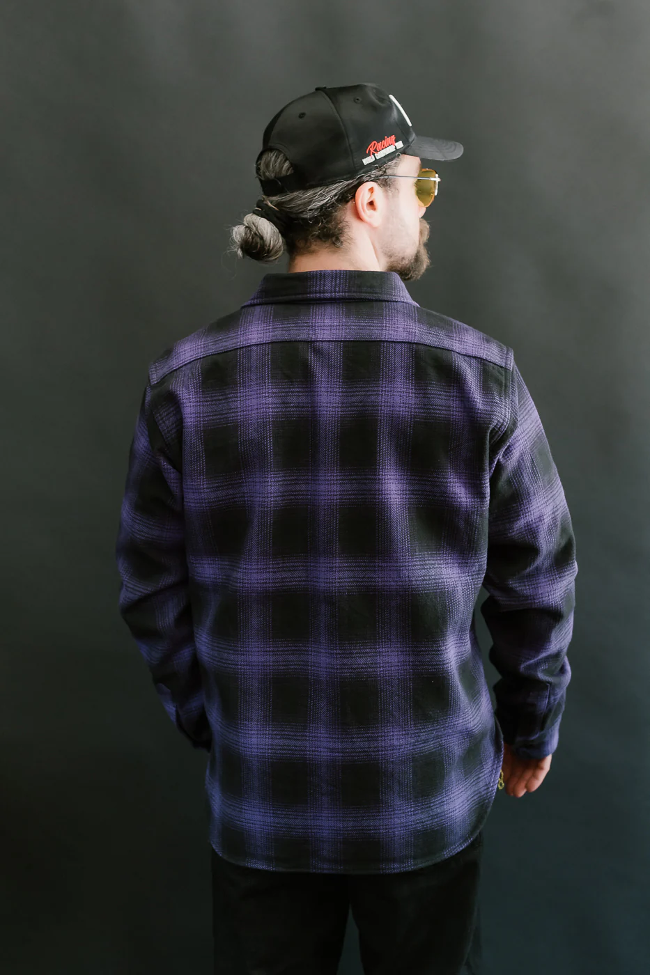 IHSH-265-PUR - Ultra Heavy Flannel Ombré Check Work Shirt - Purple/Black - Image 20