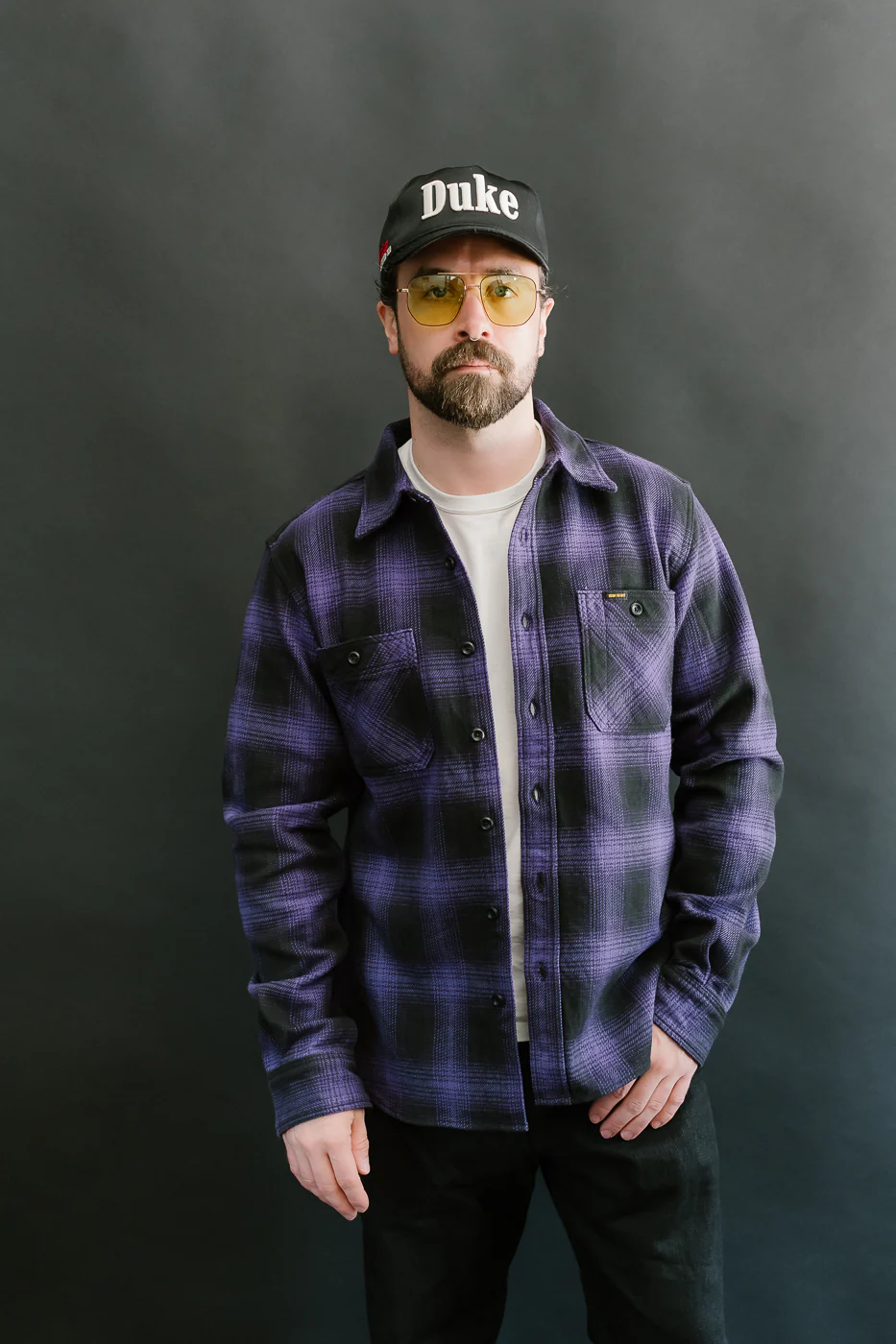 IHSH-265-PUR - Ultra Heavy Flannel Ombré Check Work Shirt - Purple/Black - Image 23