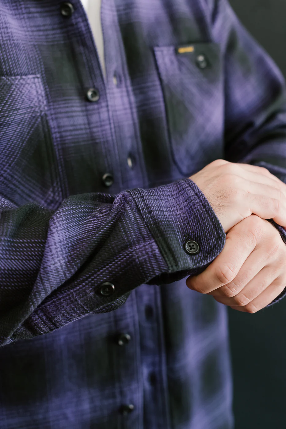 IHSH-265-PUR - Ultra Heavy Flannel Ombré Check Work Shirt - Purple/Black - Image 28