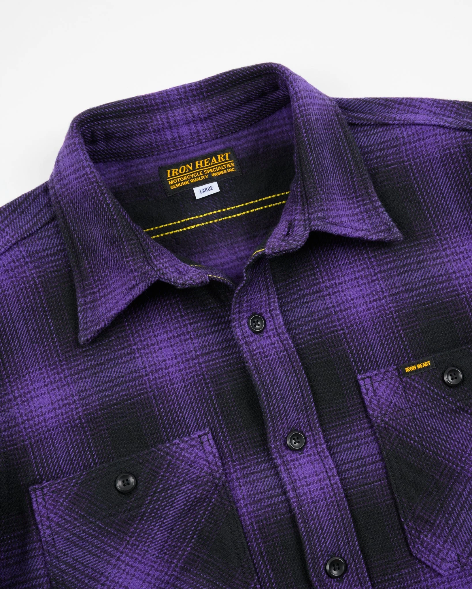 IHSH-265-PUR - Ultra Heavy Flannel Ombré Check Work Shirt - Purple/Black - Image 3