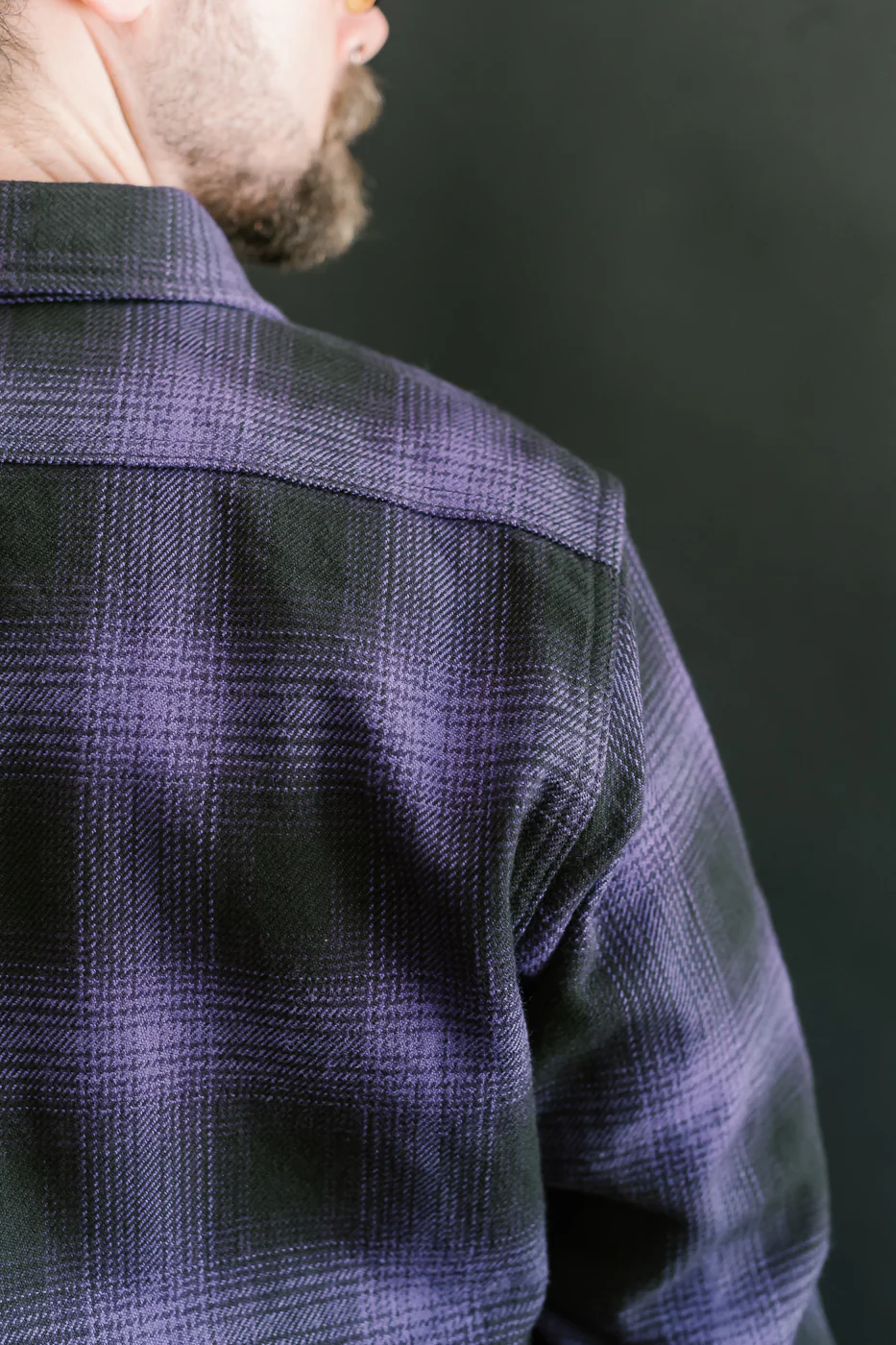 IHSH-265-PUR - Ultra Heavy Flannel Ombré Check Work Shirt - Purple/Black - Image 30