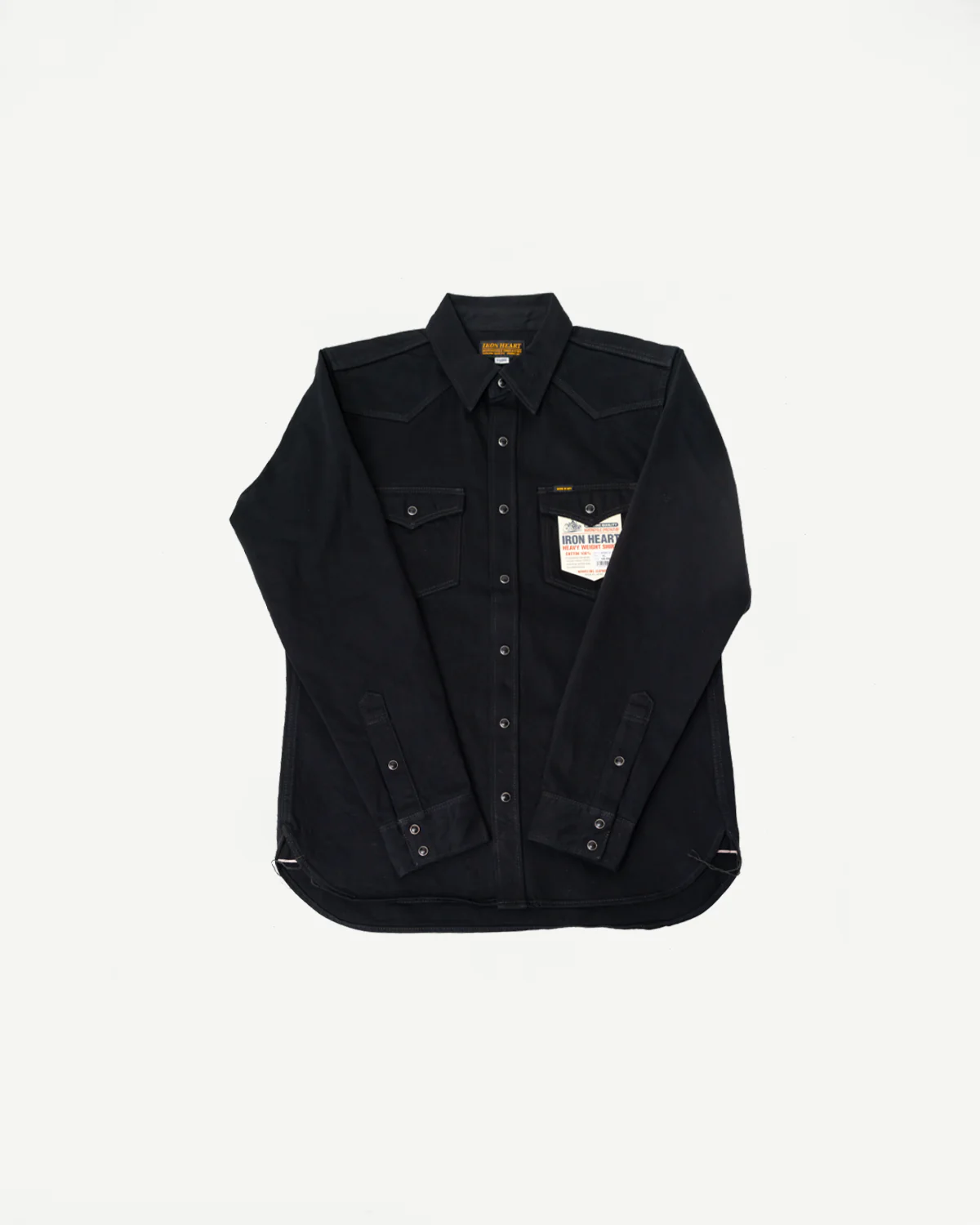 IHSH-218-BLK - 12oz Selvedge Denim Western Shirt "The Johnny Cash III" - Black
