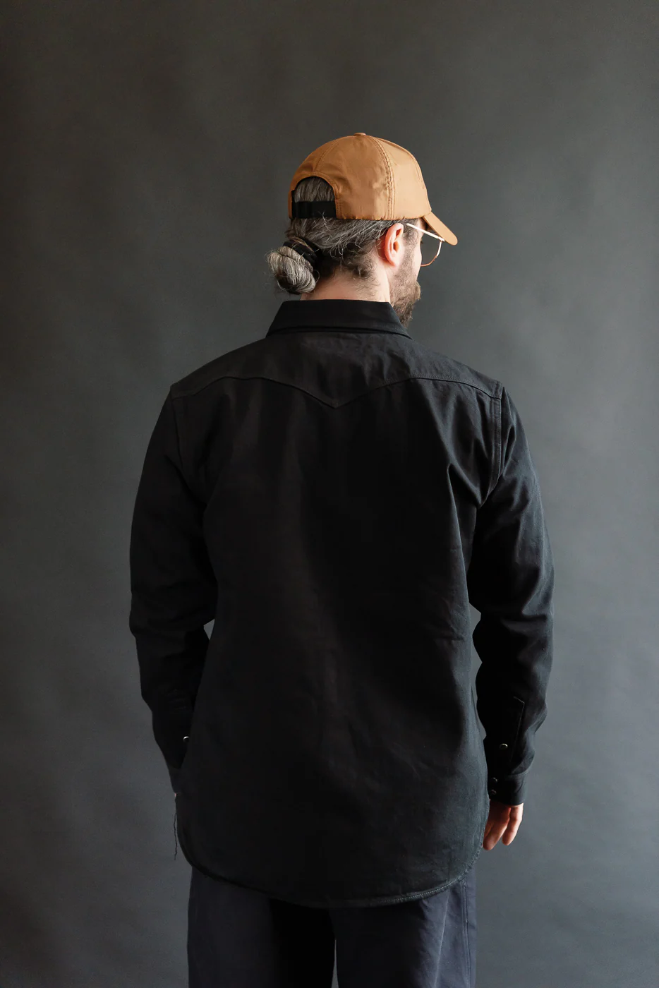 IHSH-218-BLK - 12oz Selvedge Denim Western Shirt "The Johnny Cash III" - Black - Image 11