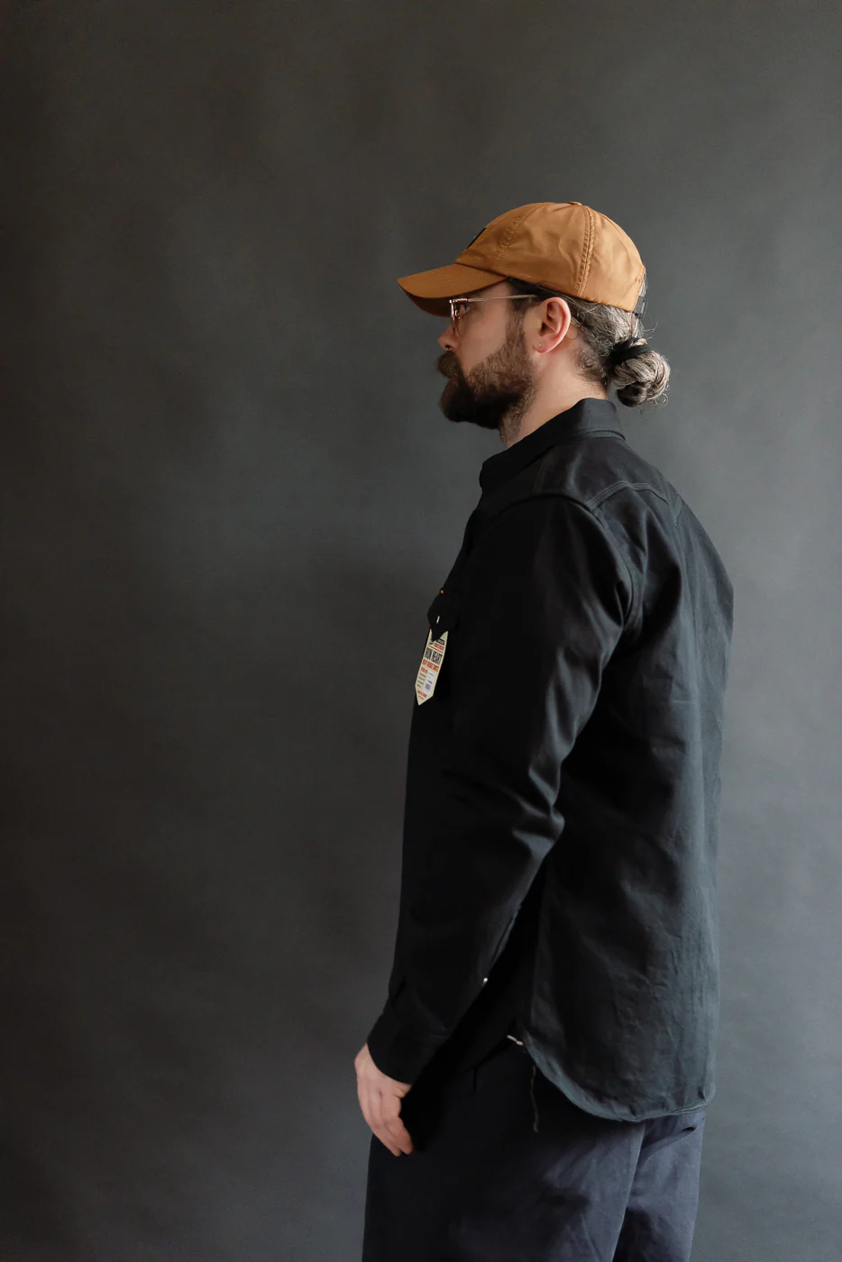IHSH-218-BLK - 12oz Selvedge Denim Western Shirt "The Johnny Cash III" - Black - Image 12