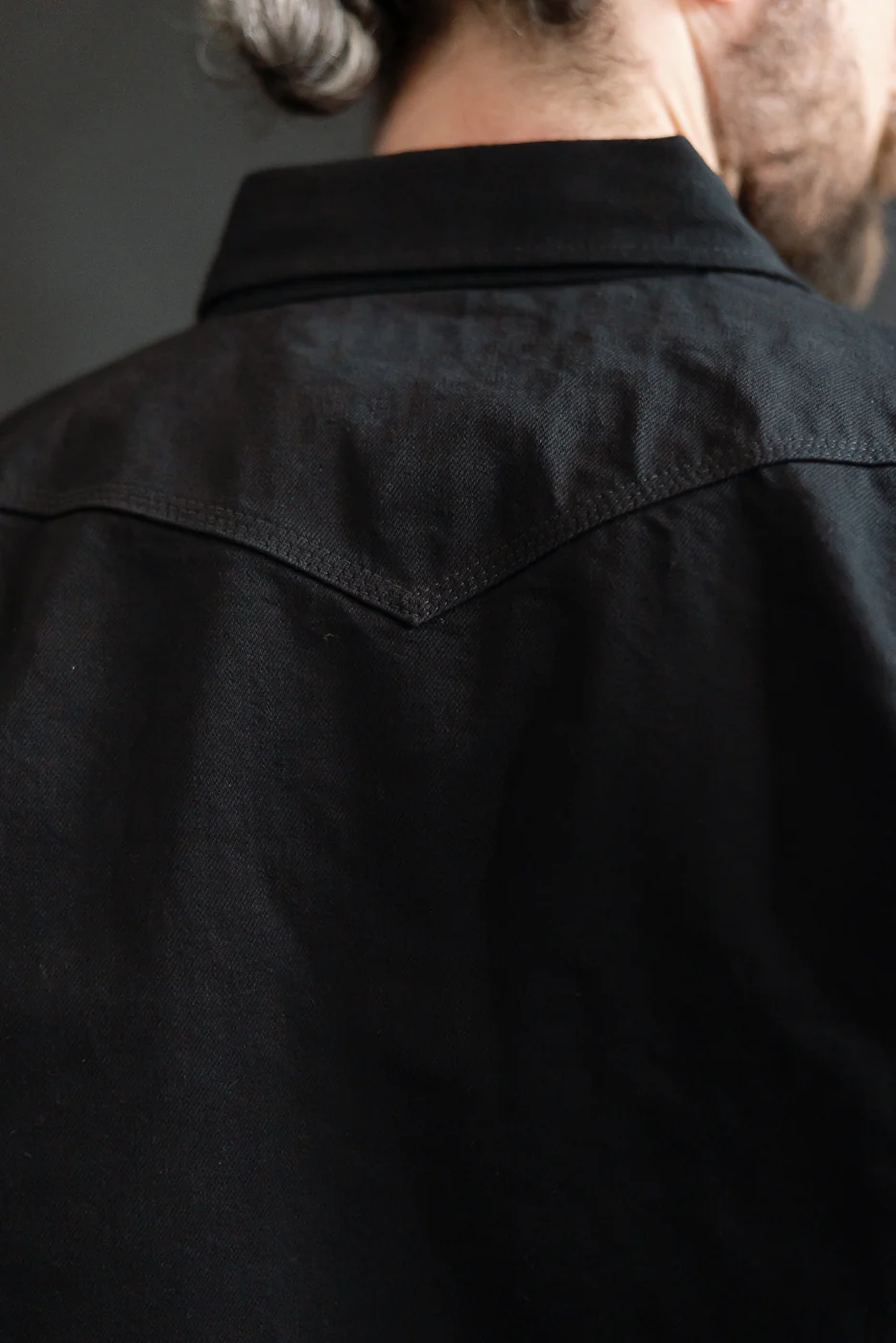 IHSH-218-BLK - 12oz Selvedge Denim Western Shirt "The Johnny Cash III" - Black - Image 18