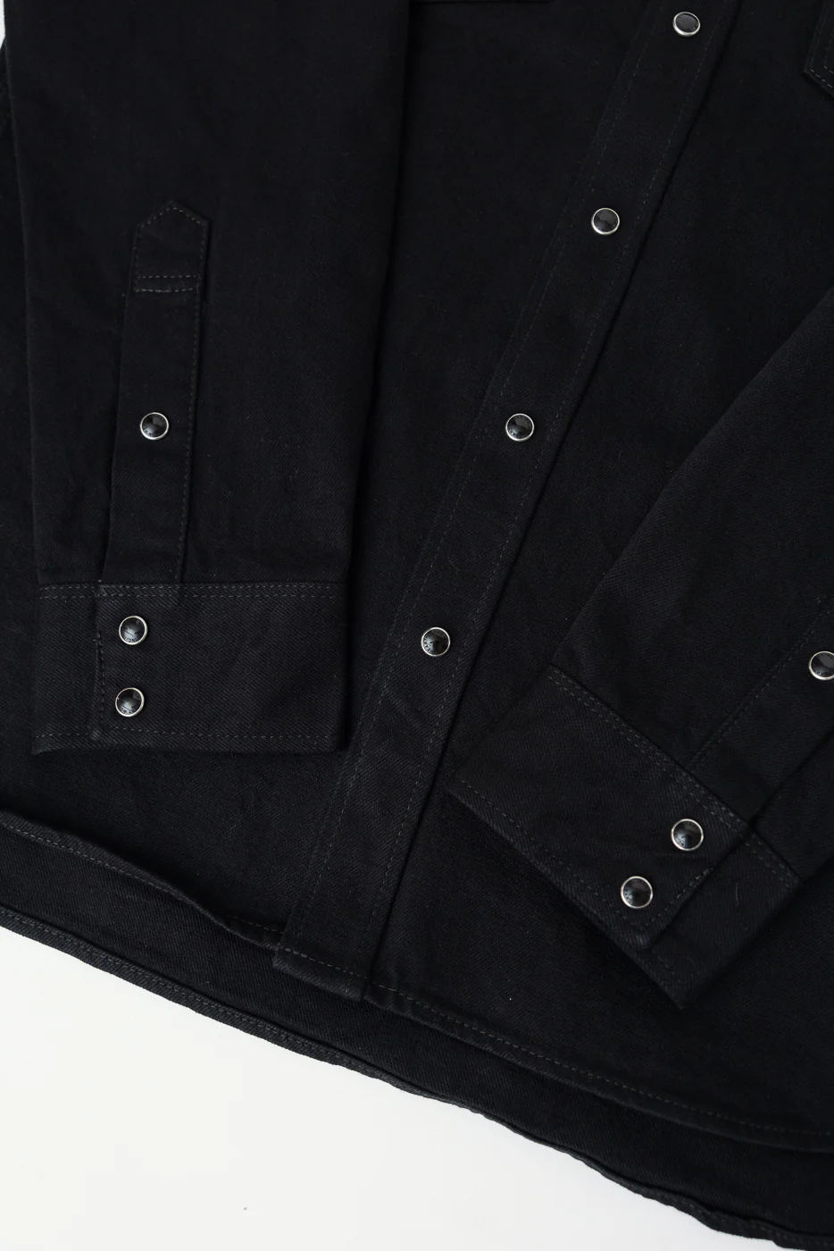 IHSH-218-BLK - 12oz Selvedge Denim Western Shirt "The Johnny Cash III" - Black - Image 4