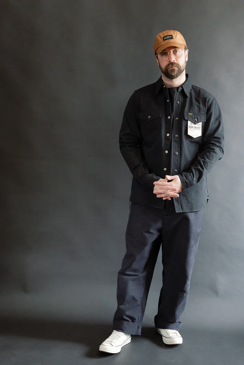 IHSH-218-BLK - 12oz Selvedge Denim Western Shirt "The Johnny Cash III" - Black - Image 6