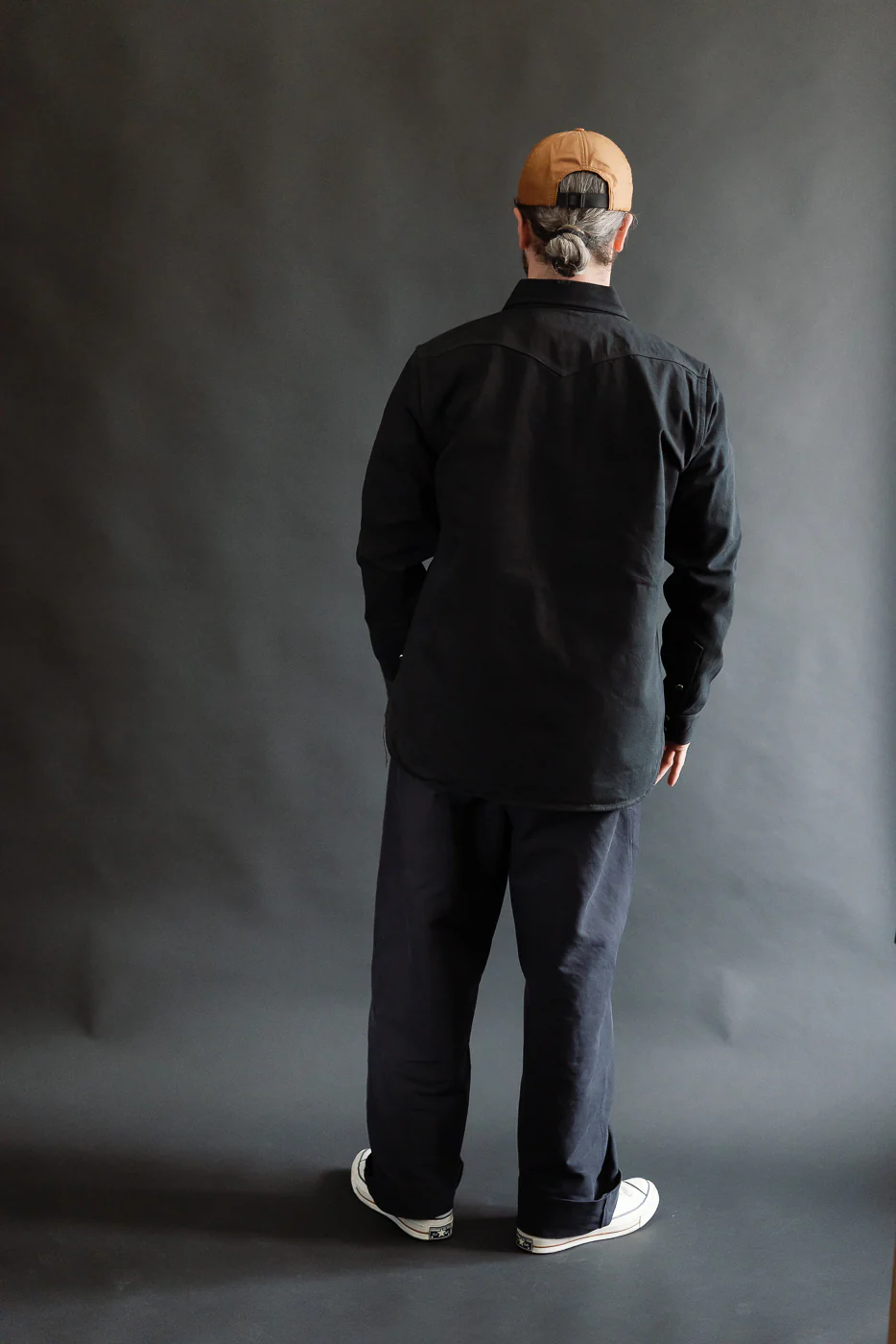 IHSH-218-BLK - 12oz Selvedge Denim Western Shirt "The Johnny Cash III" - Black - Image 8
