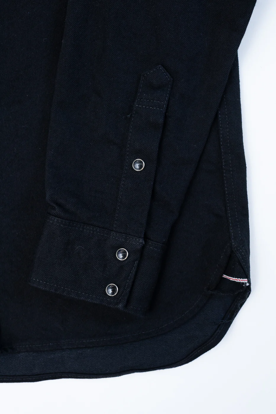 IHSH-295-BB - 14oz Selvedge Denim Western Shirt - Black, Black - Image 4