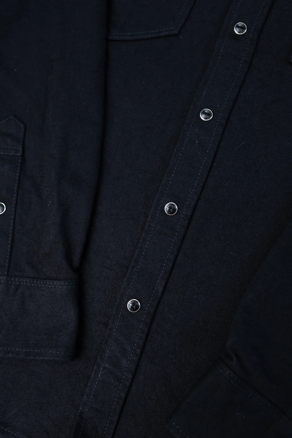 IHSH-295-BB - 14oz Selvedge Denim Western Shirt - Black, Black - Image 5