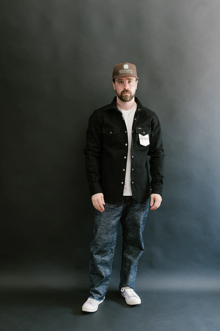 IHSH-295-BB - 14oz Selvedge Denim Western Shirt - Black, Black - Image 7