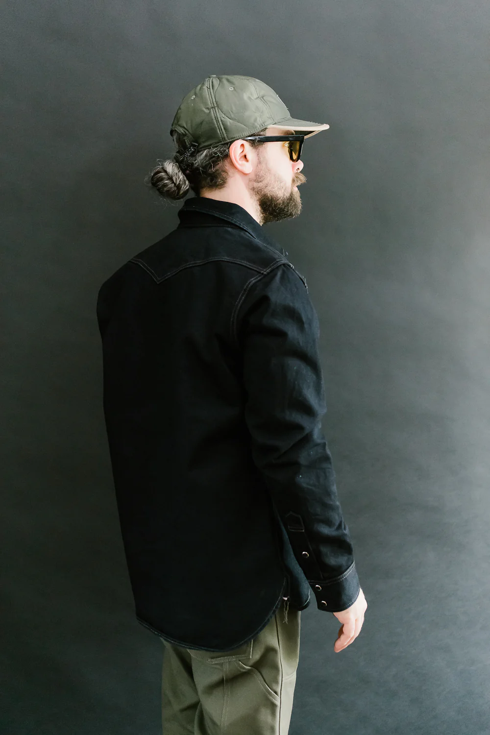 IHSH-295-IB - 14oz Selvedge Denim Western Shirt - Indigo/Black - Image 11
