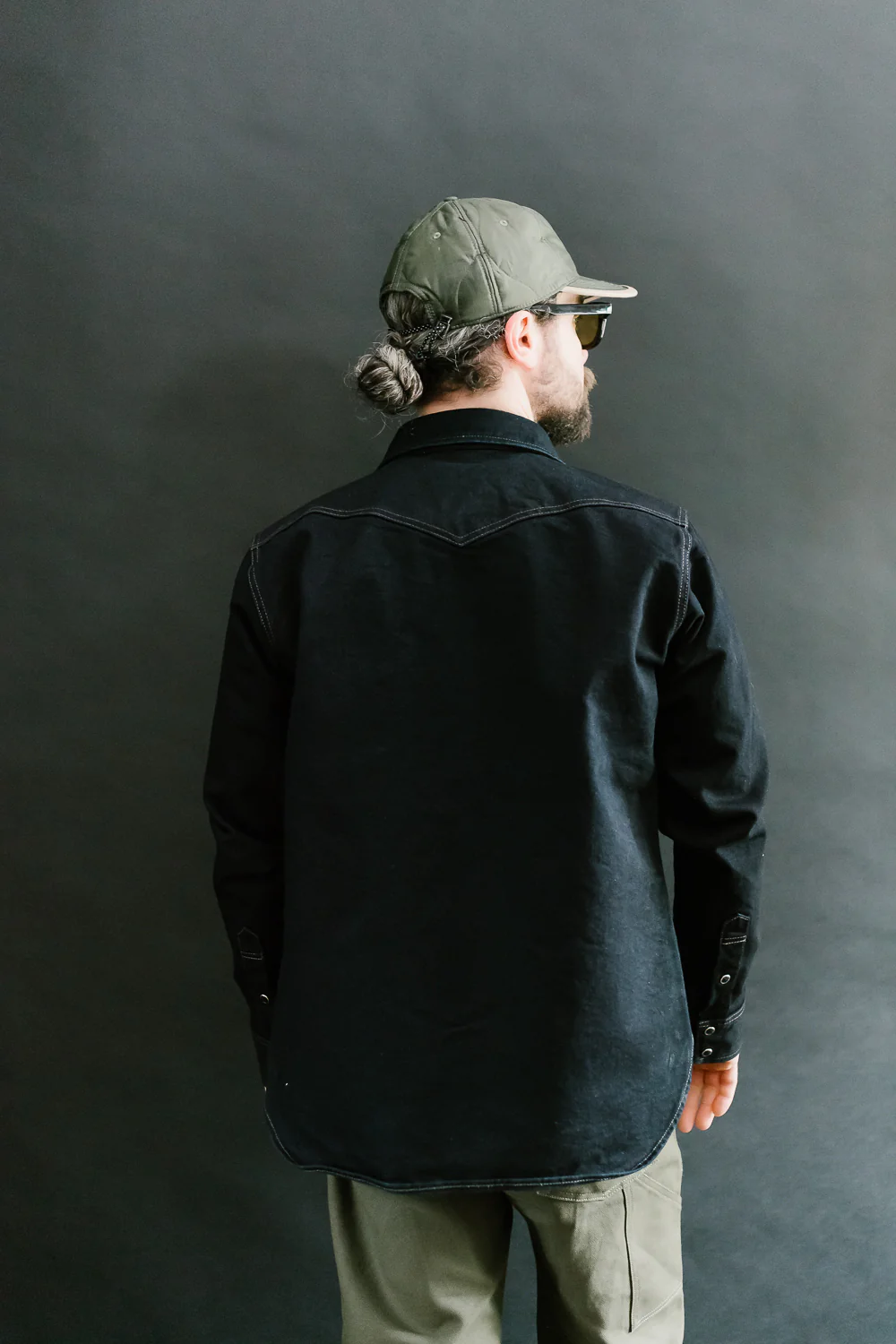 IHSH-295-IB - 14oz Selvedge Denim Western Shirt - Indigo/Black - Image 12
