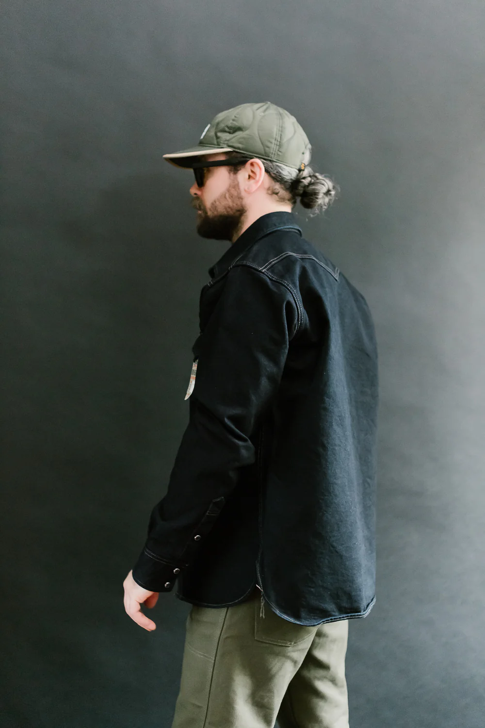IHSH-295-IB - 14oz Selvedge Denim Western Shirt - Indigo/Black - Image 13
