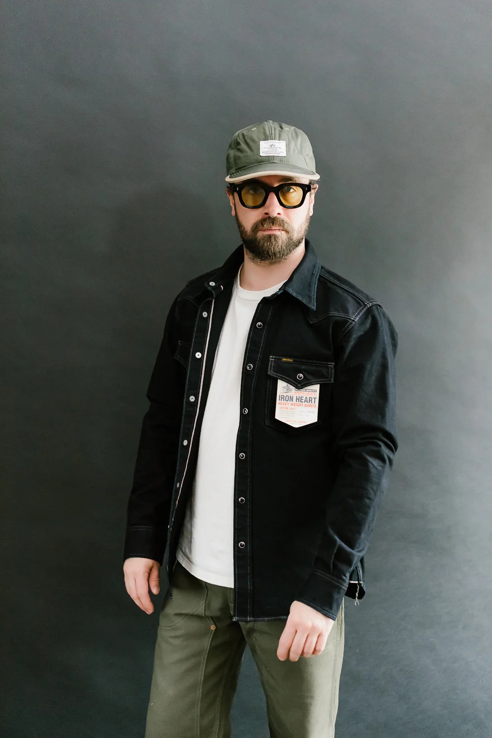 IHSH-295-IB - 14oz Selvedge Denim Western Shirt - Indigo/Black - Image 14