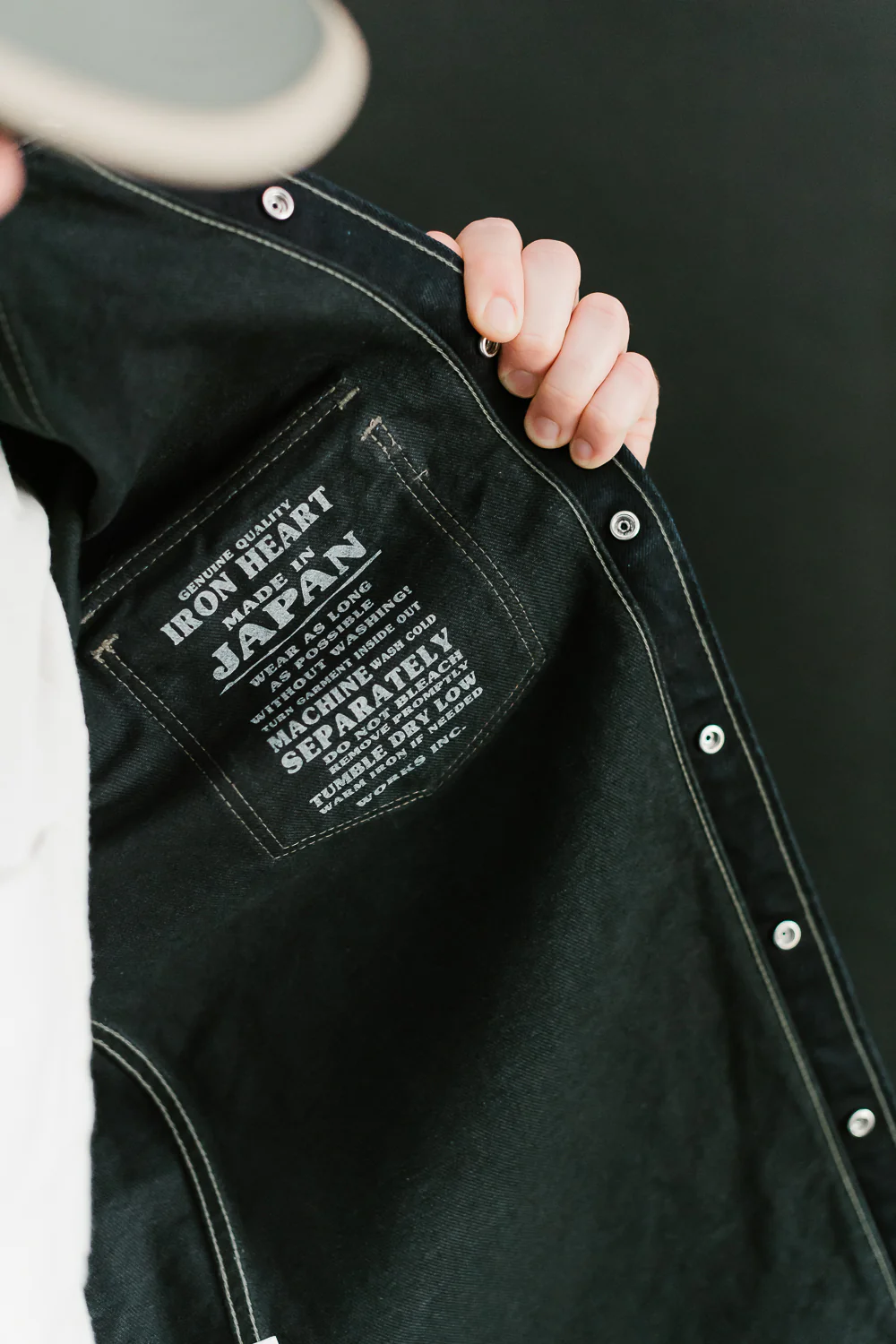 IHSH-295-IB - 14oz Selvedge Denim Western Shirt - Indigo/Black - Image 19