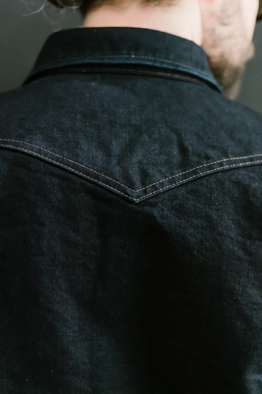 IHSH-295-IB - 14oz Selvedge Denim Western Shirt - Indigo/Black - Image 22