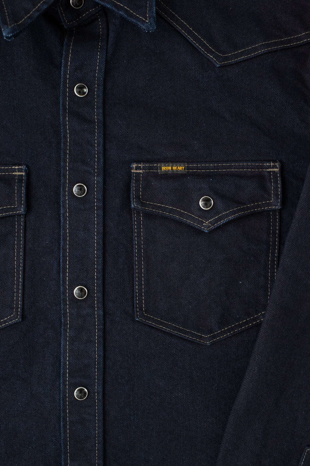 IHSH-295-IB - 14oz Selvedge Denim Western Shirt - Indigo/Black - Image 3
